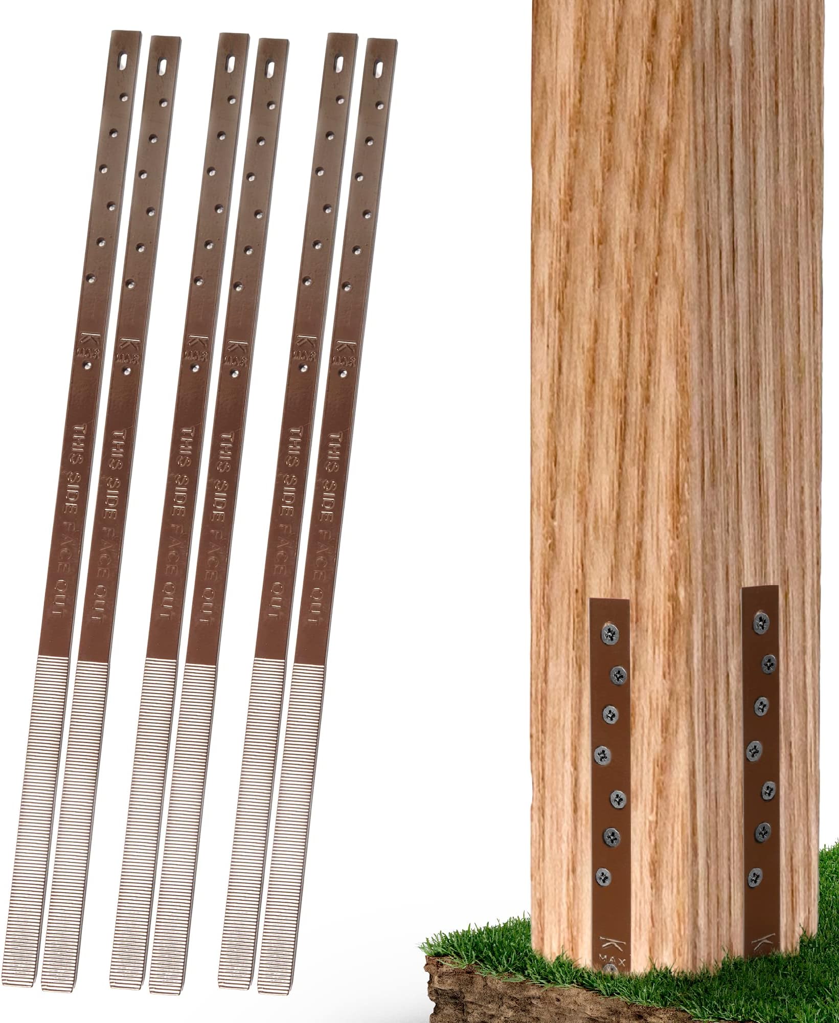 Post Buddy Pack of 6 Easy Fence Post Repair Kit (to Fix 3 Broken Wood Posts), Quick and Simple to Install, Effective, Durable Steel Stakes