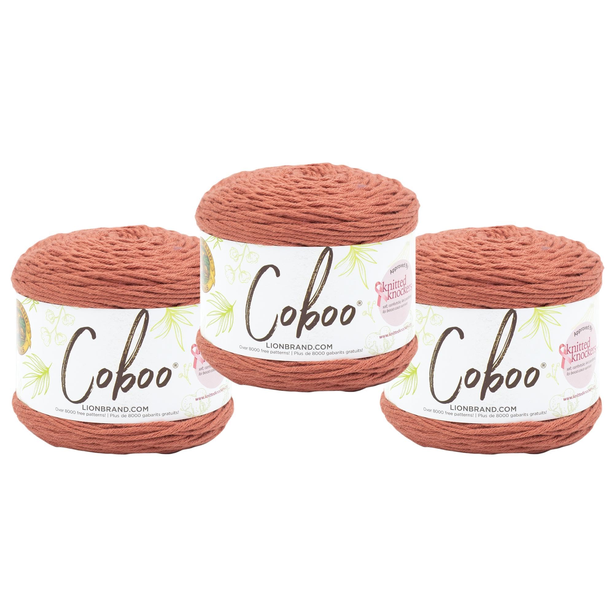 Lion Brand Yarn Coboo, Soft Yarn for Knitting, Crochet, and Crafts, Russet, 3 Pack