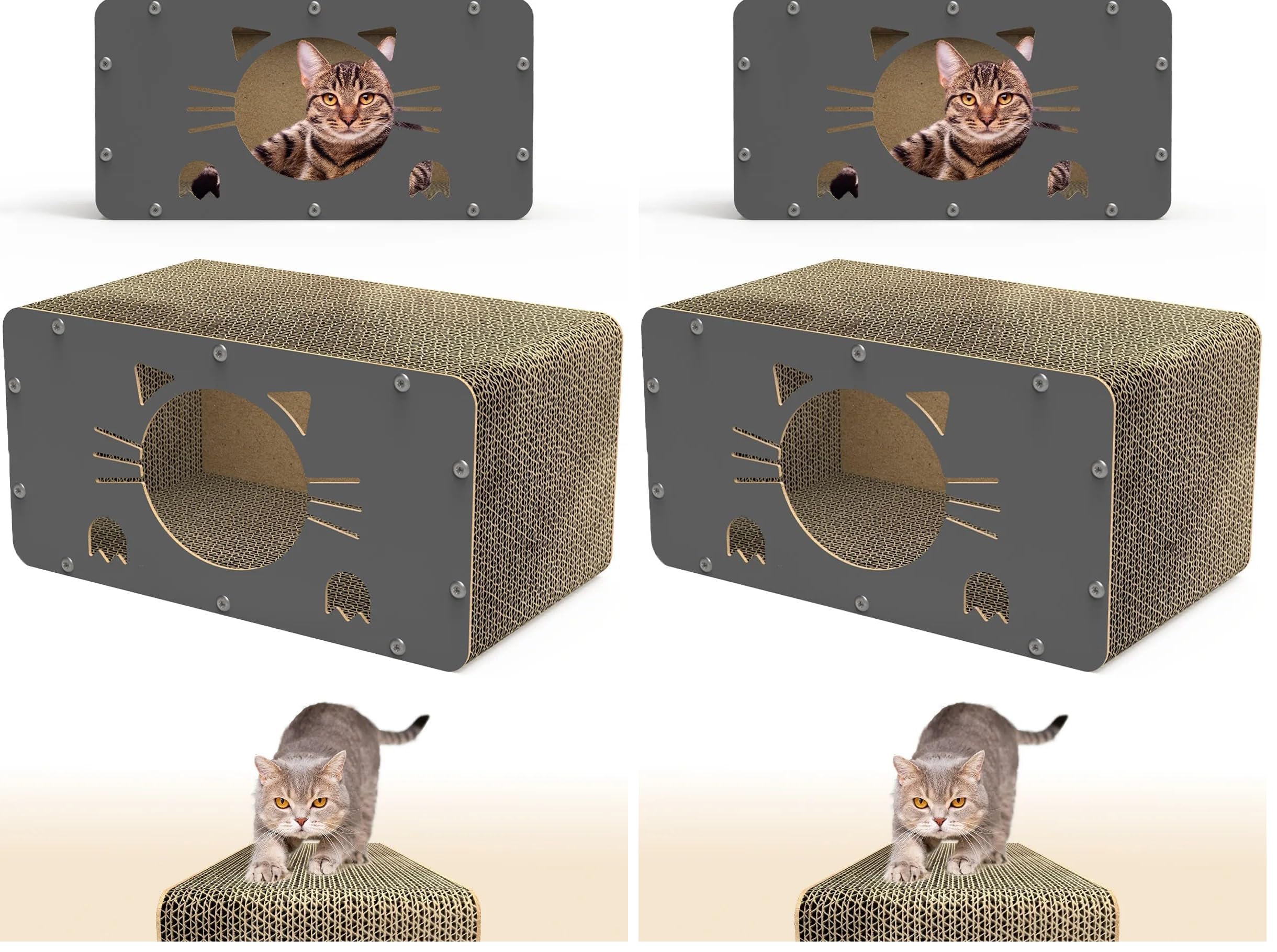 Tırmata Doğal Karton Kedi Tırmalaması Kedi Tırmalama Kanepesi Tahtası Kedi Tırmalama Evi (Karton/Antrasit) (2 paketi)