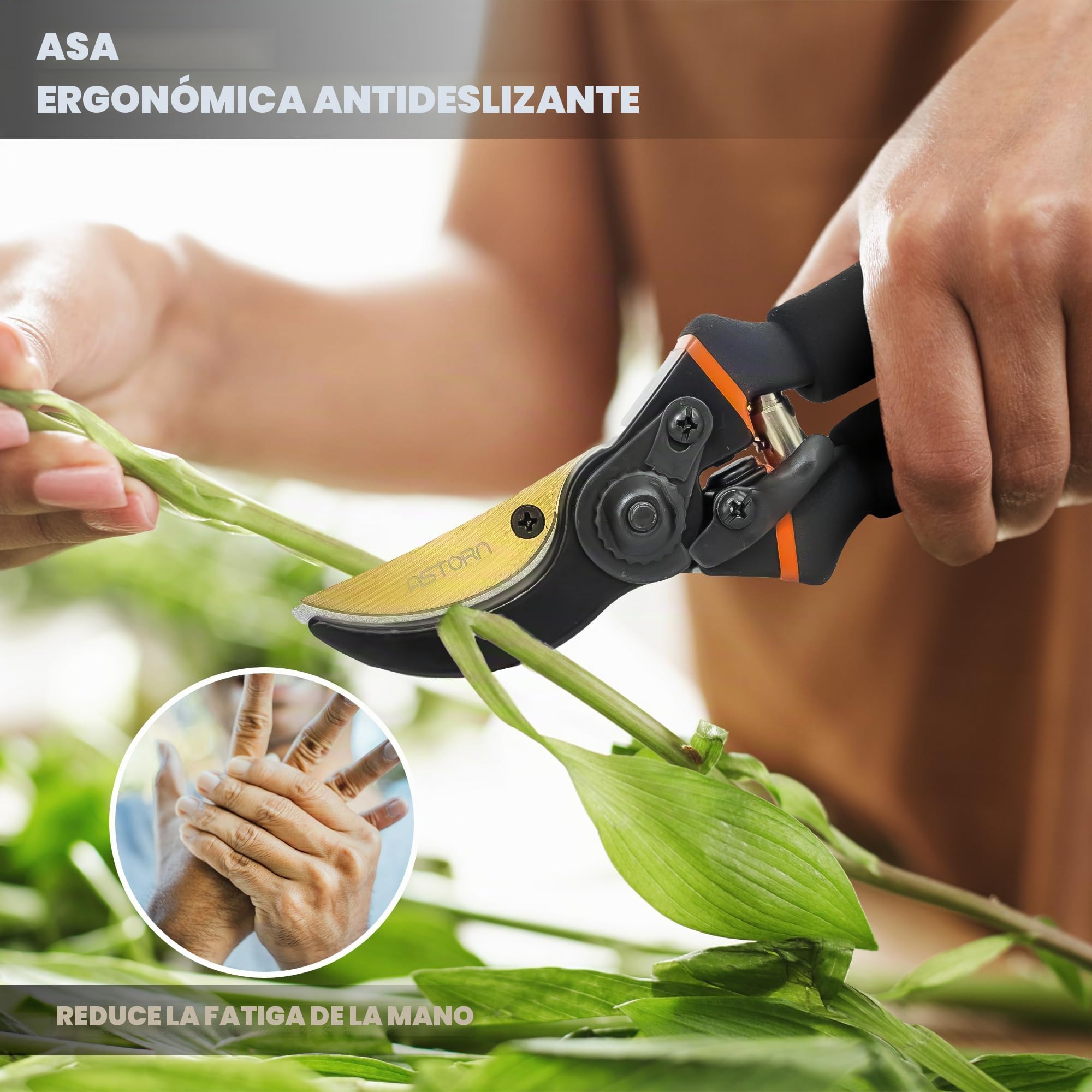 Tijeras de Podar Herramientas de Jardinería - Cortador de Plantas de Cocina y Jardín con Mango Acolchado, Amortiguador - Corta Cualquier Cosa
