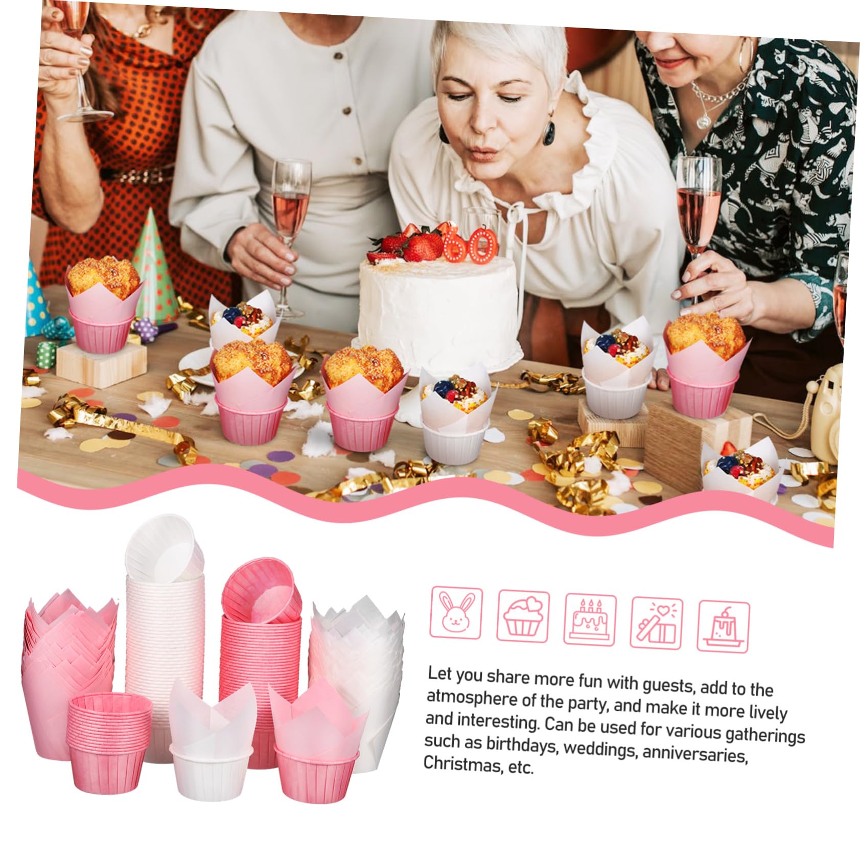 Didiseaon 200 Stück Papierförmchen für Cupcakes aus Hitzebeständigem Backpapier mit Glatter Oberfläche Vielseitig für Geburtstag und Party Geeignet