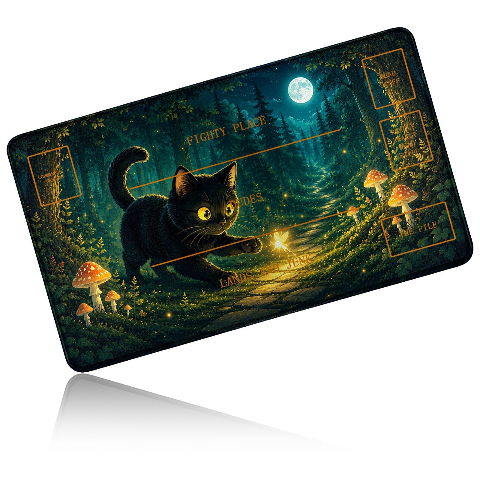 Dikoer for MTG/TCG Playmat w/Zones Commander Deck Gaming Mat, Forest Cat