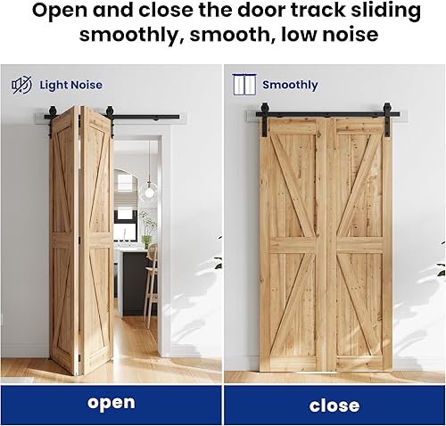 Miniatura 6 de SMARTSTANDARD Kit de herrajes para puertas corredizas de granero plegables de 3 pies36 pulgadas, herrajes para puerta de granero plegables