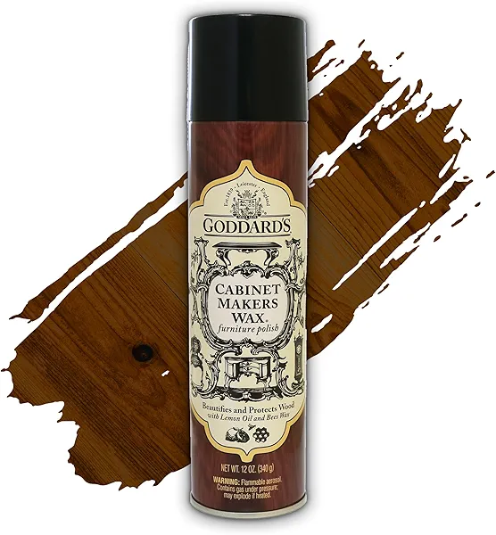 Goddard's Cabinet Makers Wax Spray, Wood Furniture Polish, Conditioner and Dust Cleaner with Bees Wax and Lemon Oil, Shine & Stain Protection, 12 oz