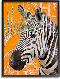 Stupell Industries Zebra Stripes Symbol Pattern Glam Detail Leaf, Design by Ziwei Li