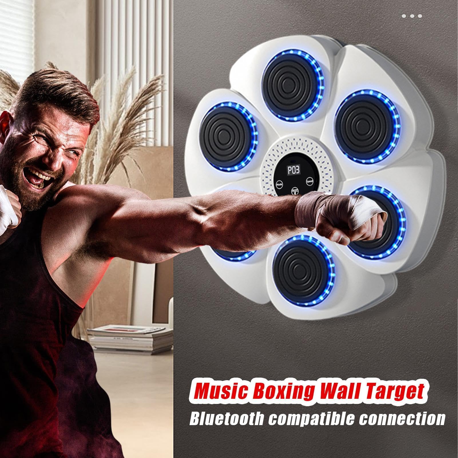 Music Boxing Machine | Macchina da Boxe Musicale | Macchina da Allenamento Musicale | Macchina Elettronica A LED | Tira Pugni con Musica | 9 modalità, 18 velocità | per Adulti E Bambini
