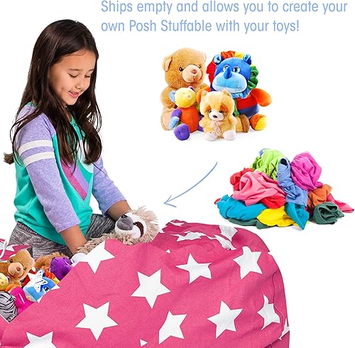 Miniatura 373 de Posh Stuffable - Sillón puff con almacenamiento para niños, contenedor de animales de peluche, organizador de juguetes de niños Lienzo Burbujas Azul