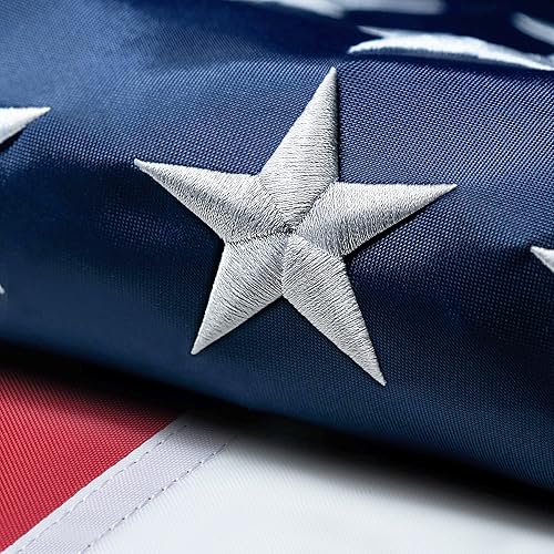 Bandera estadounidense de 4 x 6 pies para exteriores, bandera de Estados Unidos resistente de viento alto, estrellas bordadas, rayas cosidas, ojales