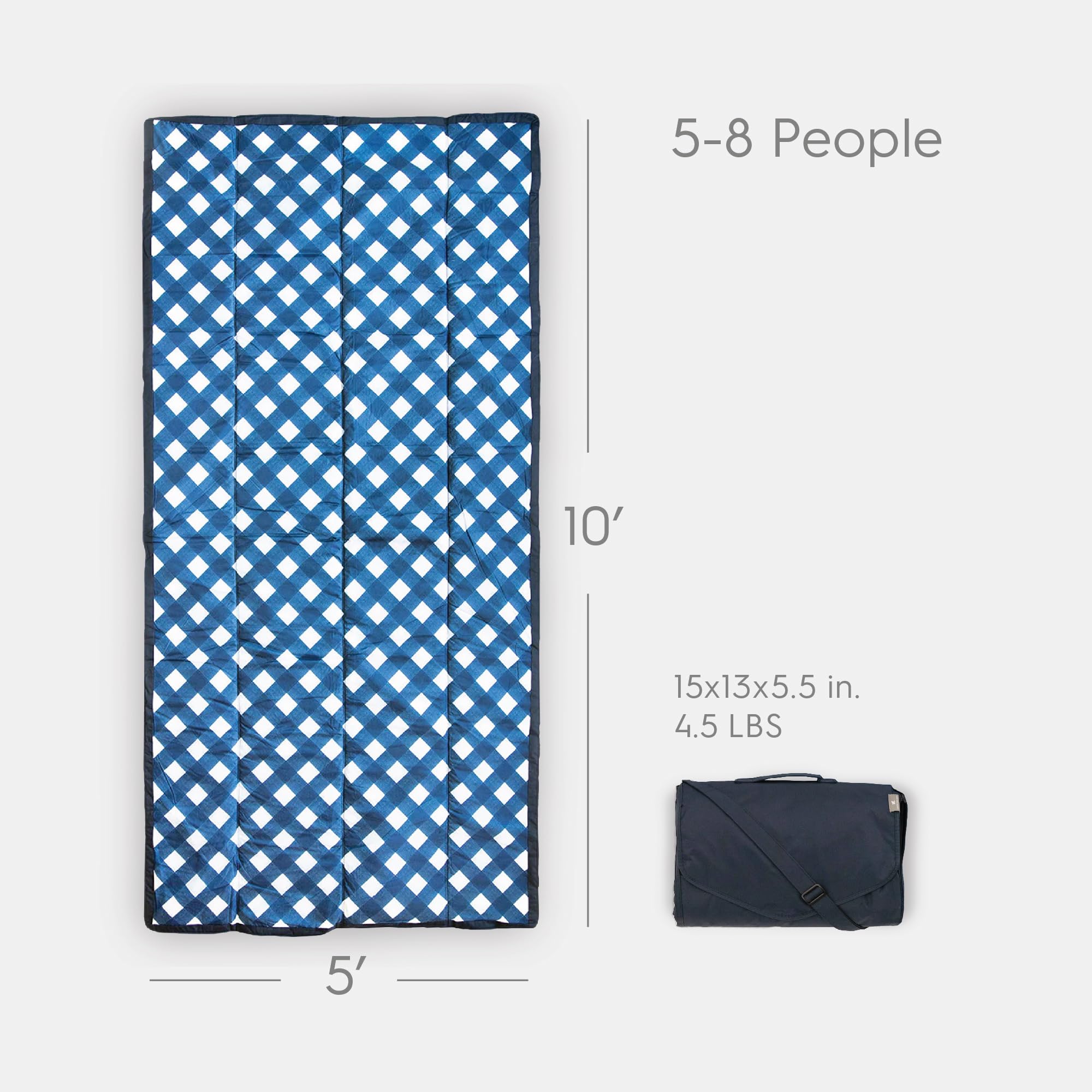 Little Unicorn - Manta de Picnic 150 x 300 cm - 100% poliéster de Primera Calidad - Manta Impermeable, fácil de Transportar (Navy Plaid)