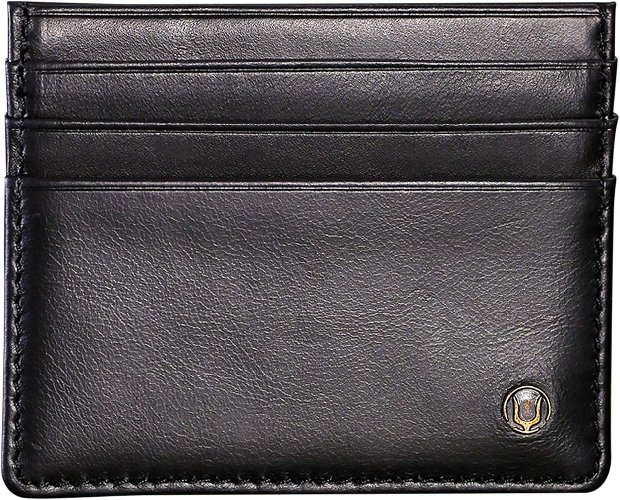 Cronus & Rhea - Card Holder Made of Leather (Argos) - Credit Card Case ID Card Holder - With Gift Box - Men Women (Black)