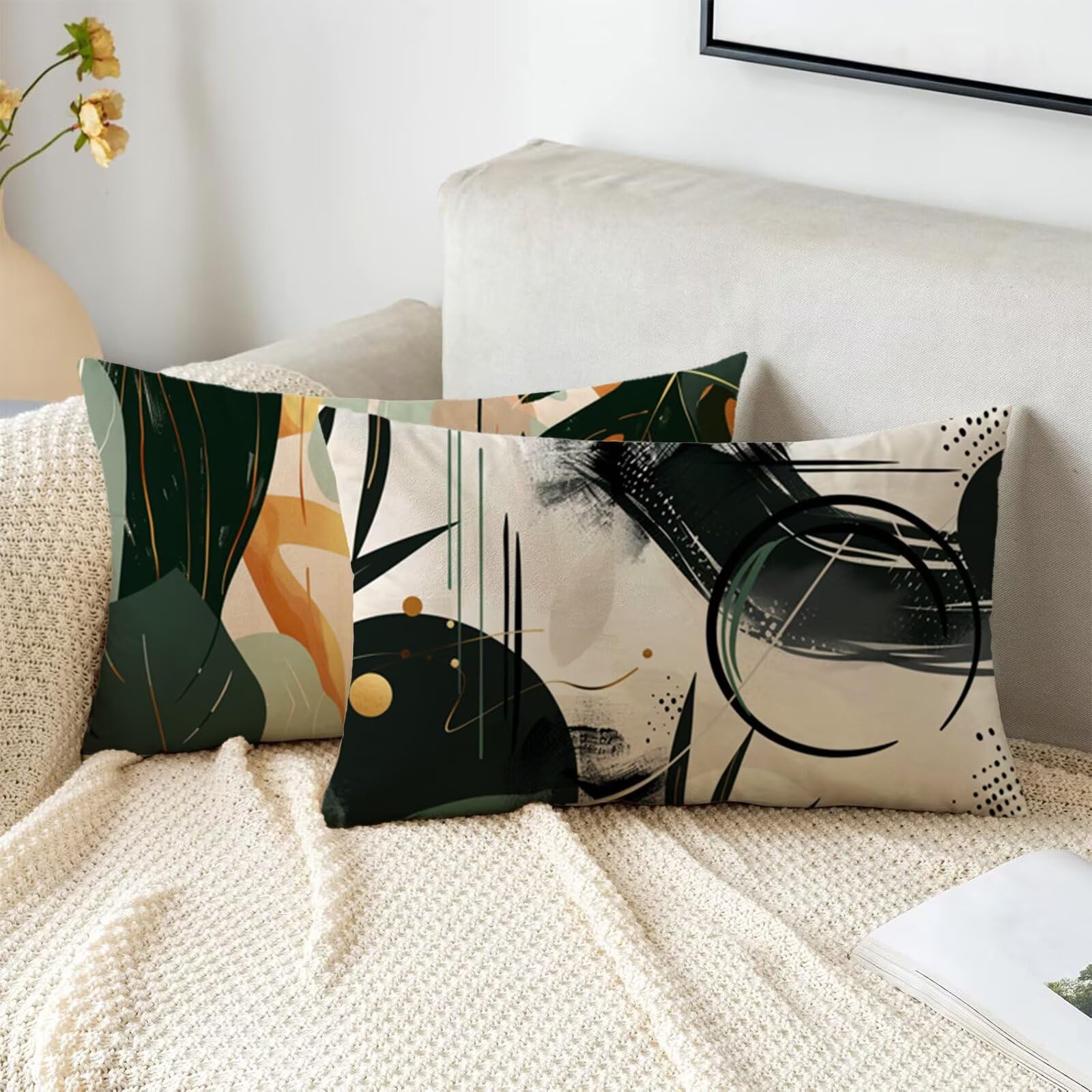 Housse Coussin 70x90 Lot de 2 Coussins Canape Moderne Coussin Exterieur Impermeable, Rectangulaire Taie Oreiller Usine Protege Oreiller, Coussins Canapé pour Salon de Jardin Decoration Maison Y2-545