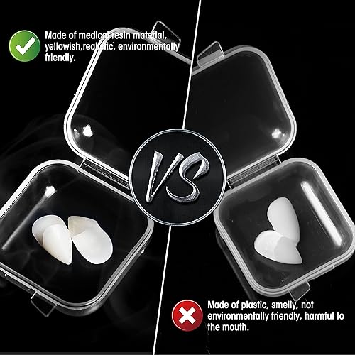 Miniatura 6 de Kit de 3 pares de colmillos de vampiro para decoración de Halloween, colmillos de vampiro de Halloween, accesorios de cosplay para mujeres y hombres