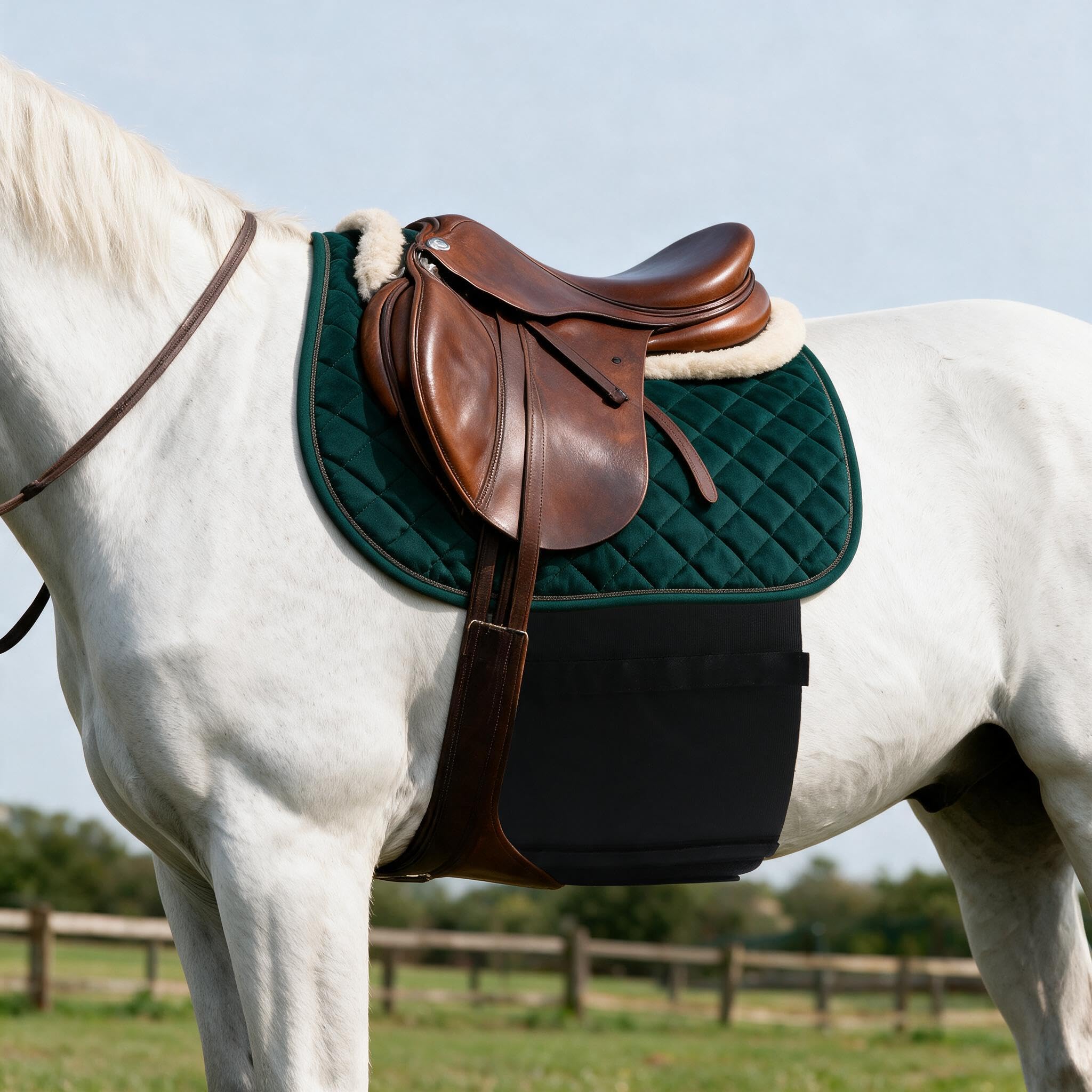 Cubierta protectora de vientre de caballo negro para proteger el abdomen de espolones y piel lesionada, cómoda banda transpirable para el vientre, banda de espolones de caballo, tamaño