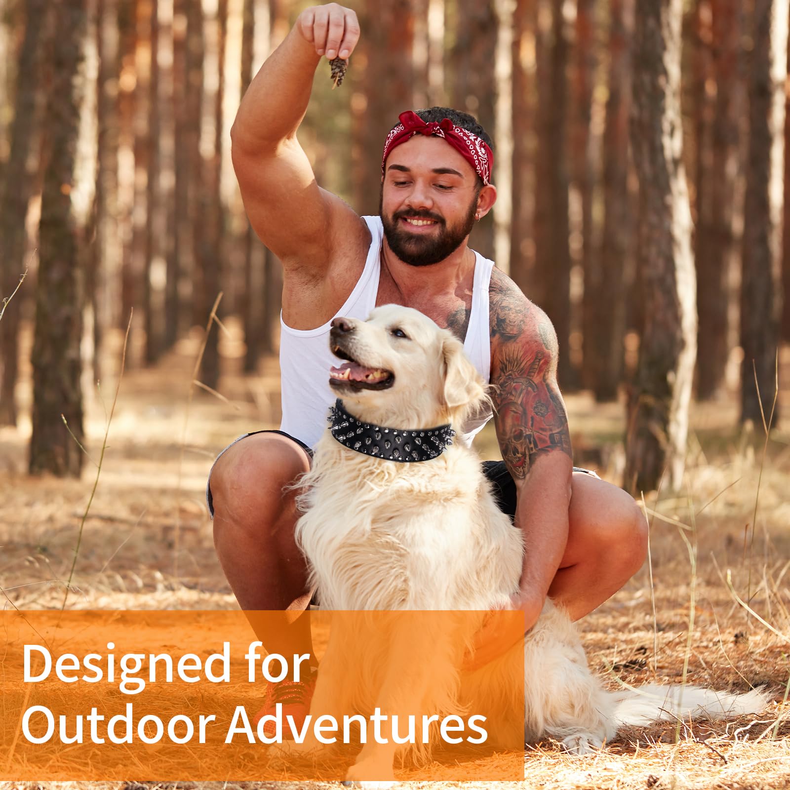 Dog Collars for Medium Dogs with Leash, Epesiri Spiked Dog Collar for Large Dogs, Dog Collar, Studded Rivet Pit Bull Leather Dog Collar Durable Cat Collar for Small Medium Large Pet Gift