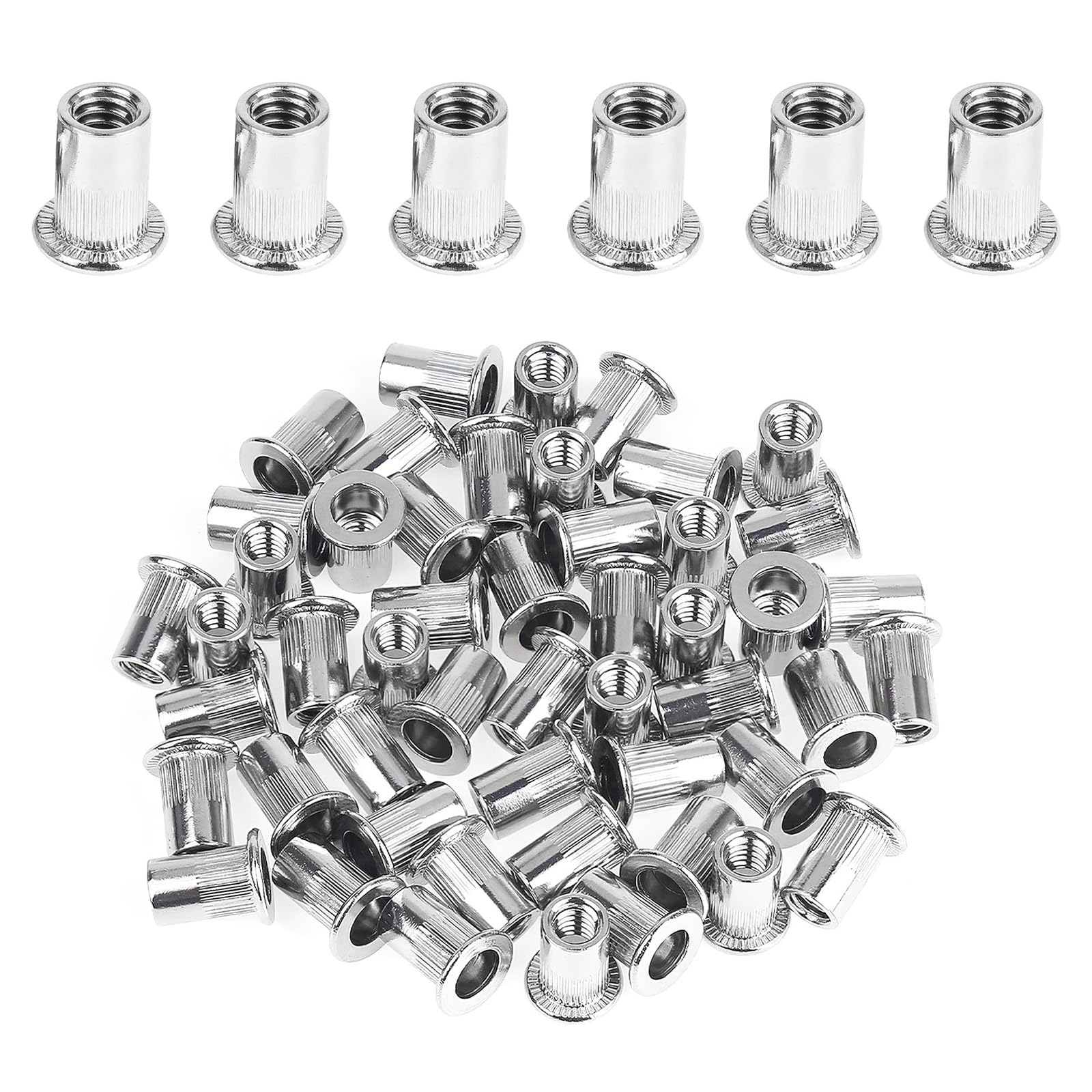 Dadi For Rivetti Ciechi, Inserti Filettati, Testa Svasata Aperta, Kit Da 175 Pezzi M3 M4 M5 M6 M8 M10 In Acciaio Al Carbonio Zincato. Dado A Testa Piatta - Foto 7