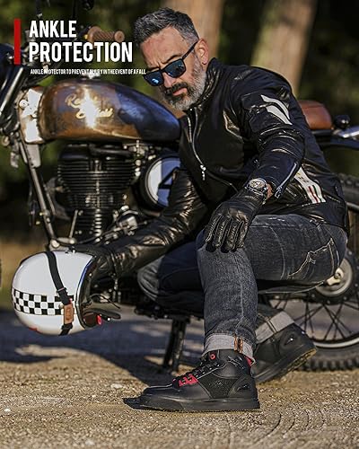 Miniatura 9 de Grapelet Zapatos de motocicleta antideslizantes para motociclismo, zapatos de equitación de calle, botas protectoras de motocross para hombres