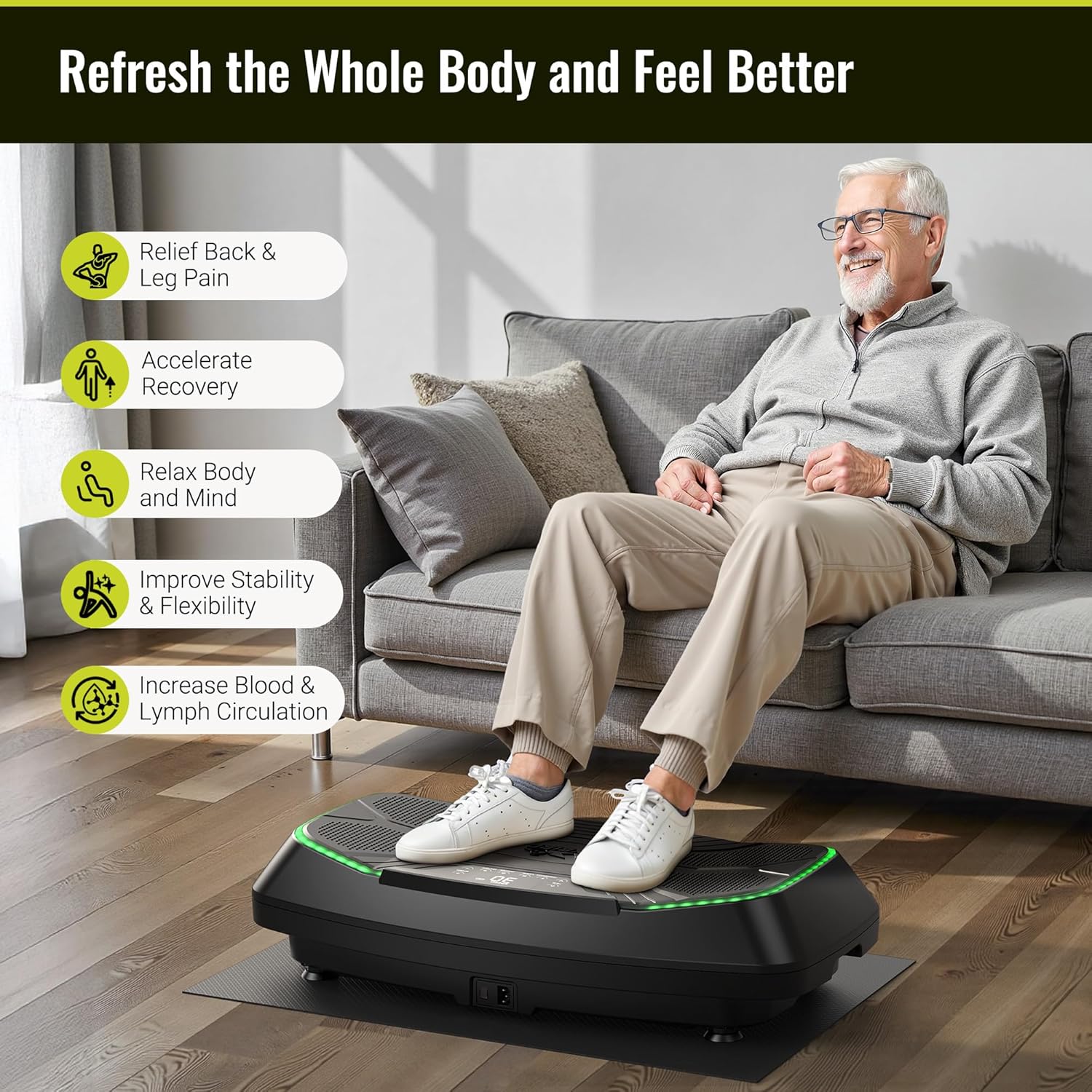 FLYBIRD 4D Vibration Plate 500 LBS Capacity, Oscillation, Linear, Pulsation Vibration Plate Exercise Machine, Triple Motors Vibration Plate for Bone Density Building Lymphatic Drainage FLYBIRD 4D Vibration Plate 500 LBS Capacity, Oscillation, Linear, Pulsation Vibration Plate Exercise Machine, Triple Motors Vibration Plate for Bone Density Building Lymphatic Drainage