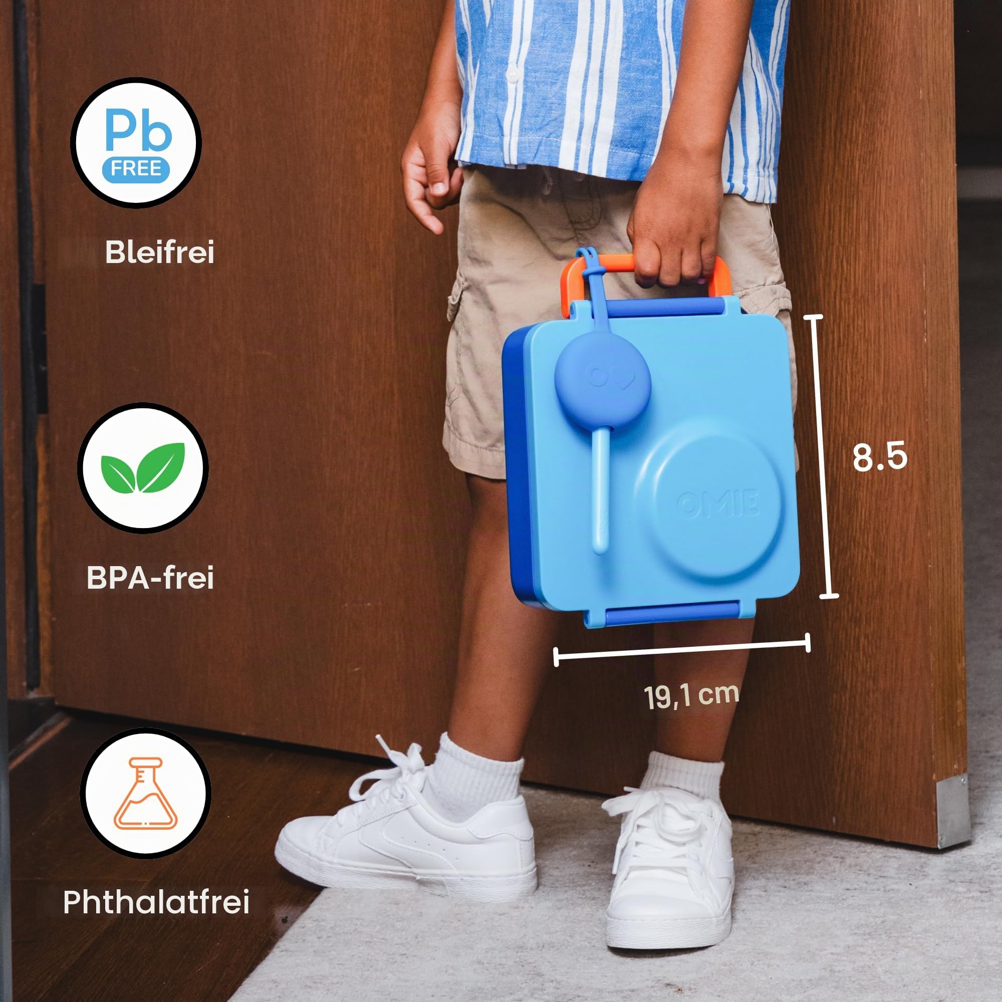 Omiebox Bento Butterbrotdose mit Thermosflasche für Kinder Himmelblau