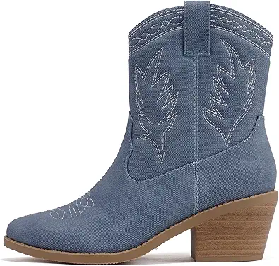 Soda Picotee Women Western Cowboy Cowgirl Stitched Ankle Boots
