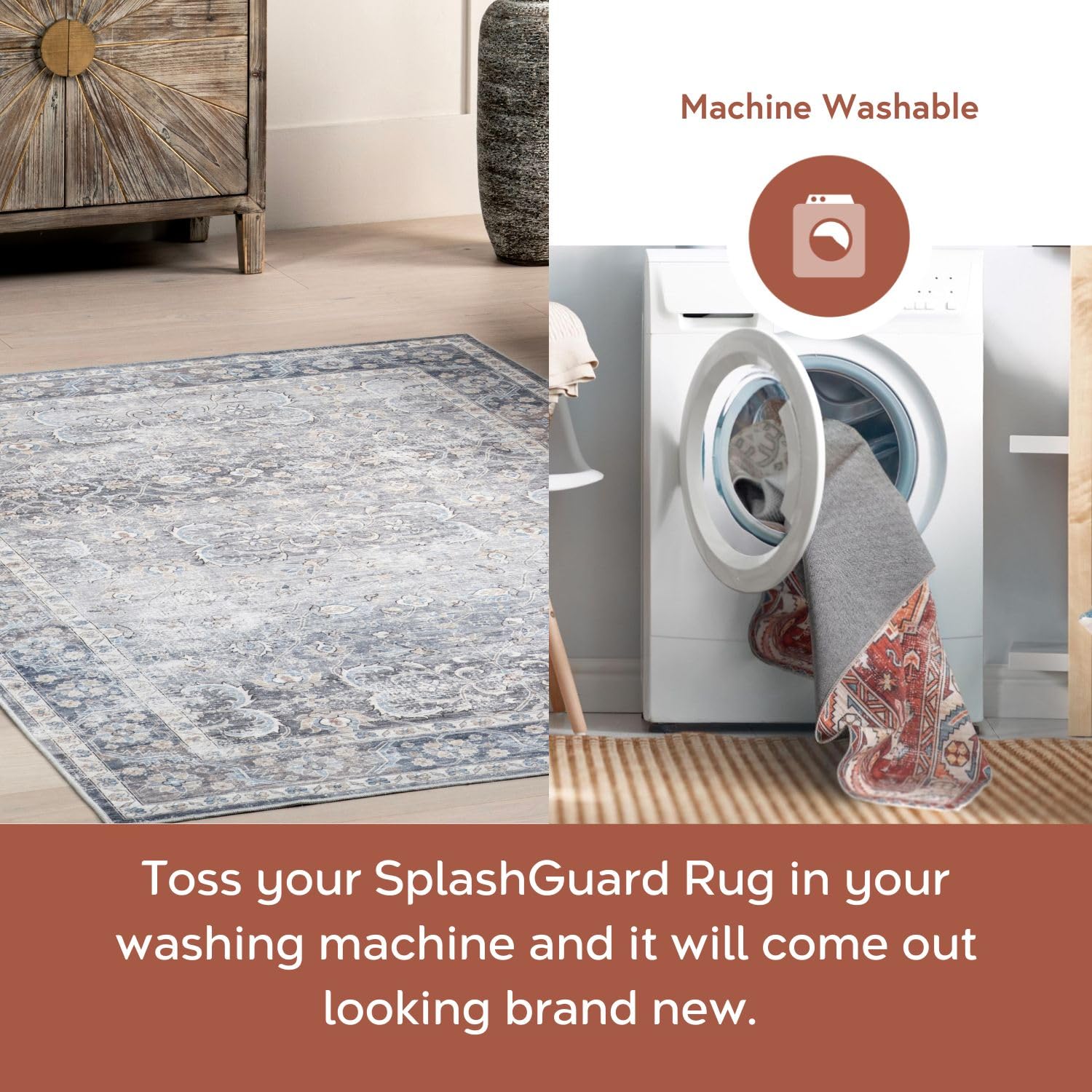 nuLOOM SmartPlus Tapis Traditionnel Vintage résistant aux éclaboussures – Résistant aux Taches – pour Salon, Salle à Manger, Bureau – 0,6 x 2,4 m – Vert Sauge