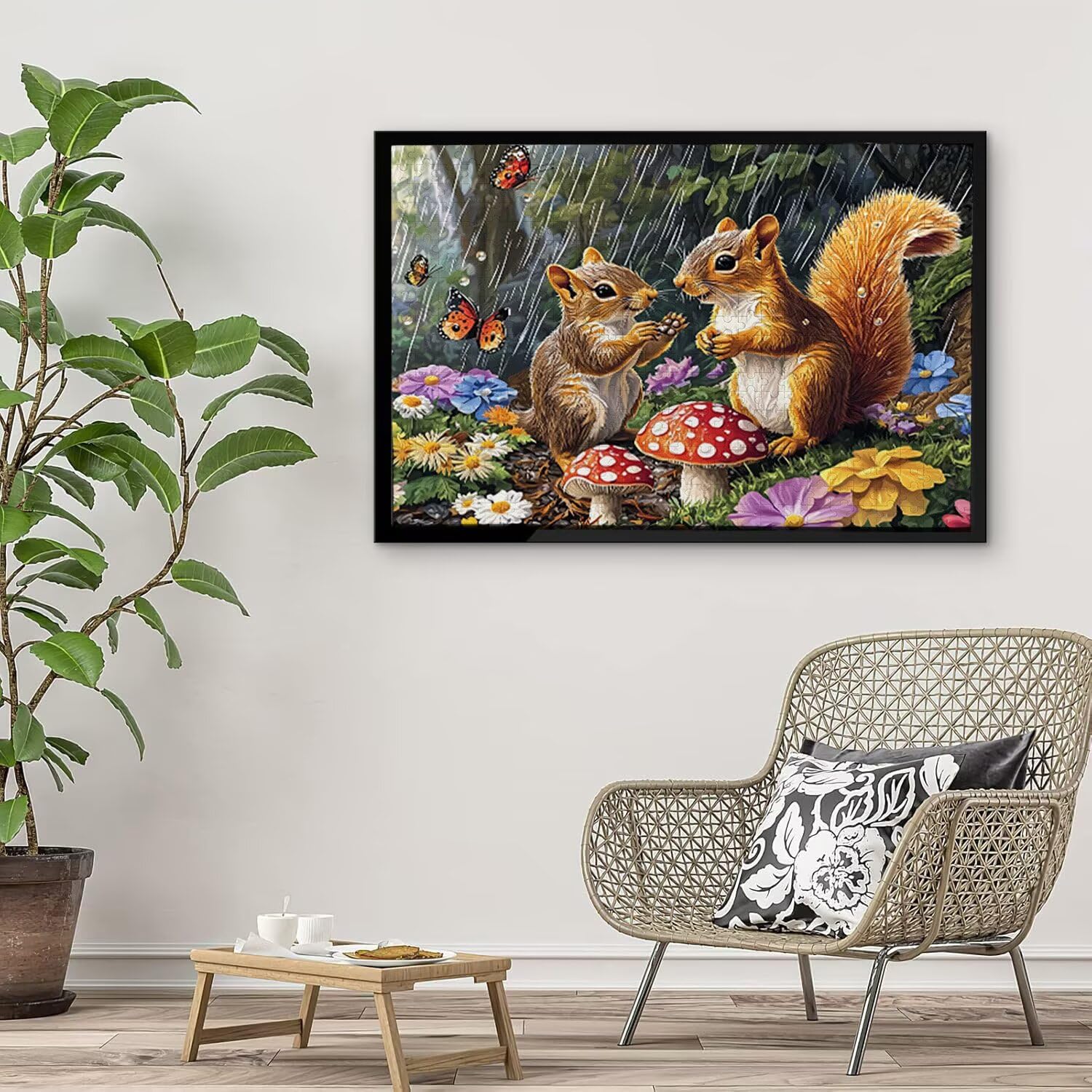 Puzzle de Madera para Adultos 1000 Piezas - Ardilla Setas, Obra de Arte de Juego de Rompecabezas para Adultos, Puzzle de Impresión de Alta Definición Multicolor, Pasatiempo Creativo Regalo d-761
