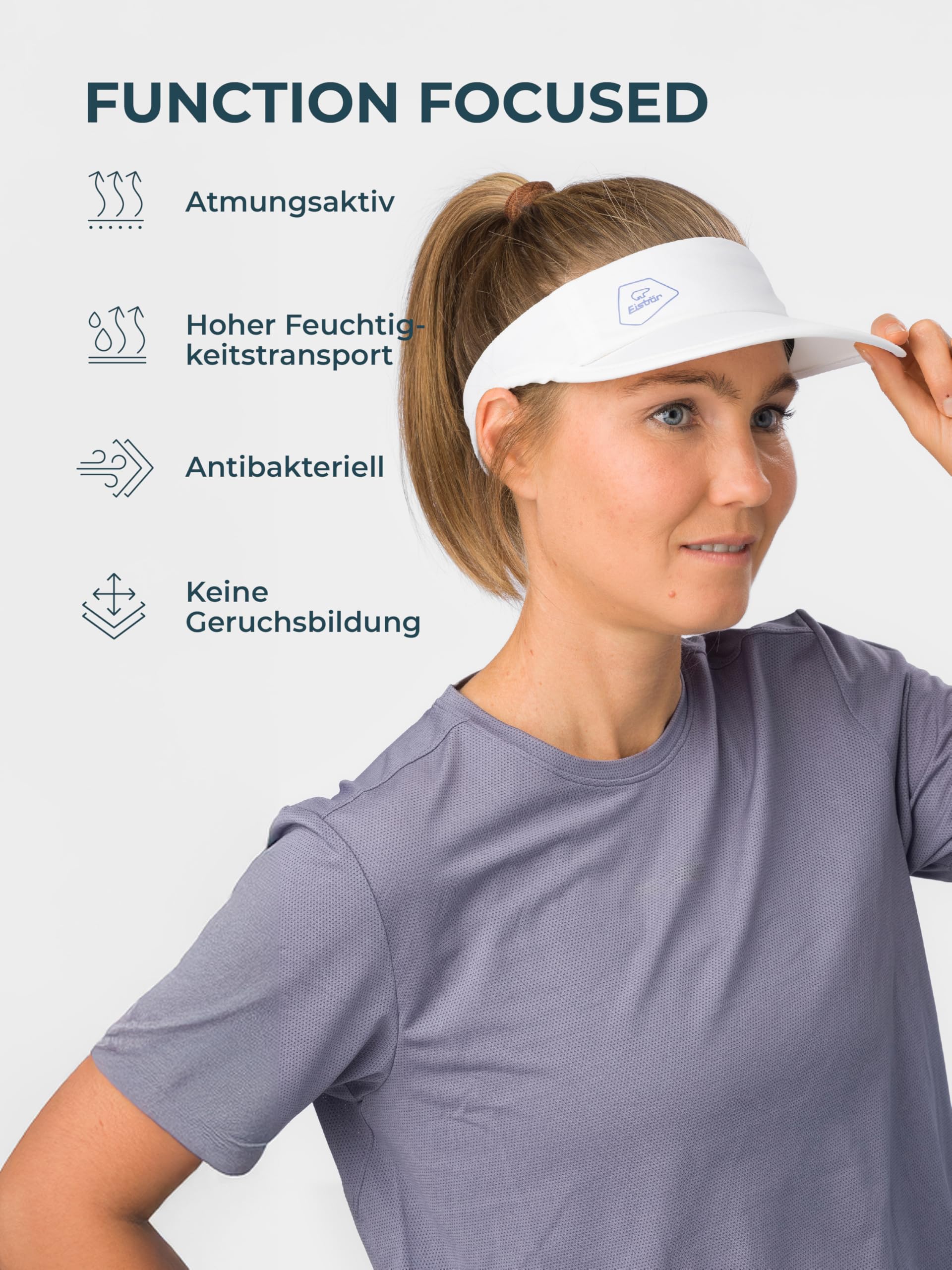 Eisbär Visor Cap Herren und Damen Orbit - Sonnenvisier kühlend atmungsaktiv Tennis Kappe feuchtigkeitsabführend schnelltrocknend - Schirmkappe zum Laufen Laufen für Sport und Outdoor im Sommer