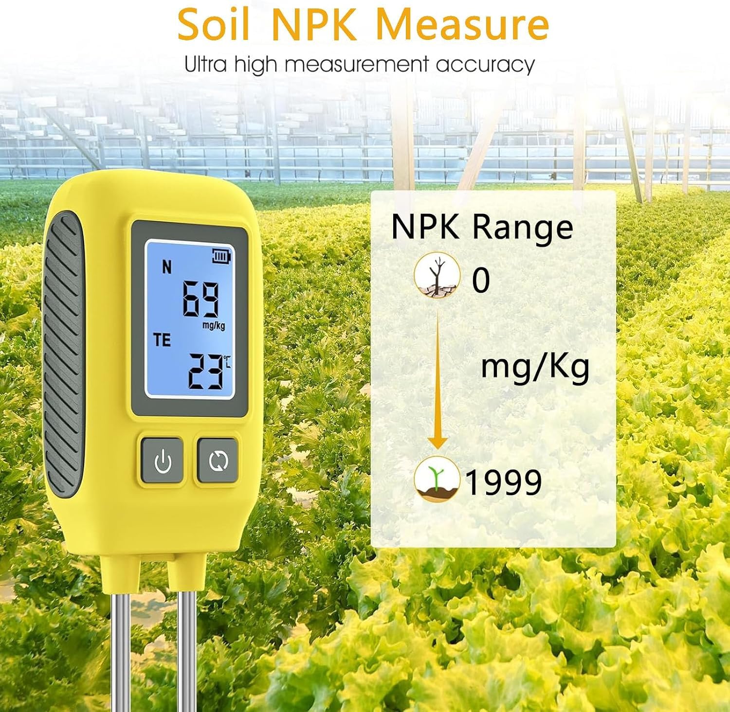 Analizador De Suelo 4 En 1, Analizador De Suelo De Doble Sonda, con Pantalla LCD, Medición De Nitrógeno, Fósforo, Potasio Y Temperatura, para Nutrientes De Jardín, Césped Y Cuidado De Plantas.