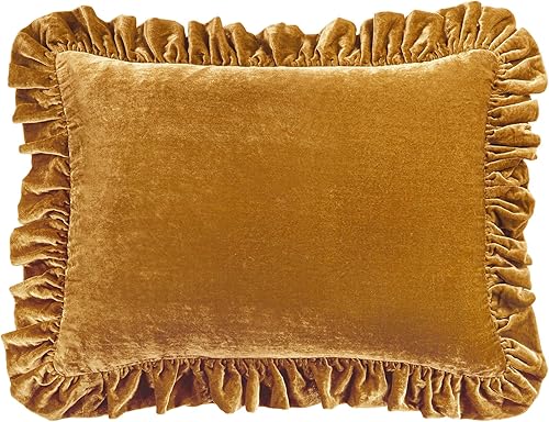 Miniatura 5 de HiEnd Accents Stella - Almohada holandesa con volantes, 27 x 39 pulgadas, rojo granate, ropa de cama romántica occidental moderna de lujo, almohada