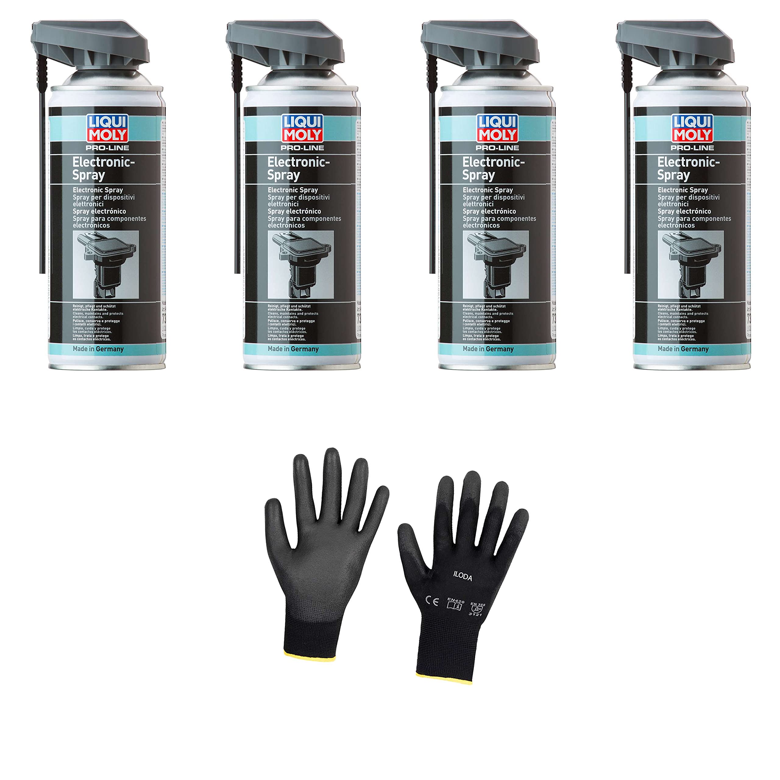 4xOriginal Liqui Moly 400ml Pro-Line Elektronikspray 7386 Schutzhandschuhe