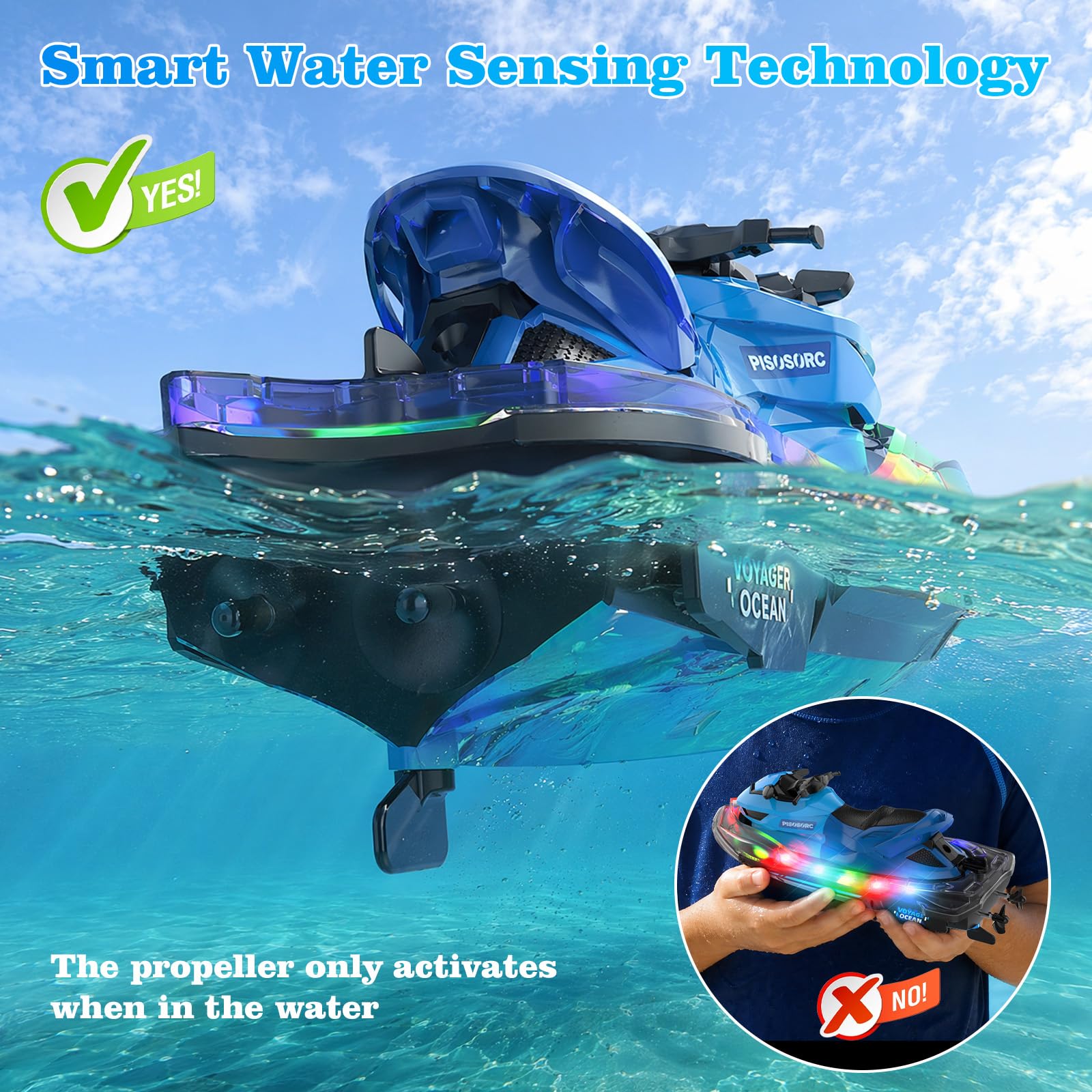 Barca RC, Barca Radiocomandata Per Bambini & Adulti, Barche RC Per Piscina E Lago, Barche Acquatiche Con Luci LED, Nave RC Elettrica Con Batteria Ricaricabile, Regalo Per Ragazzi, Ragazze