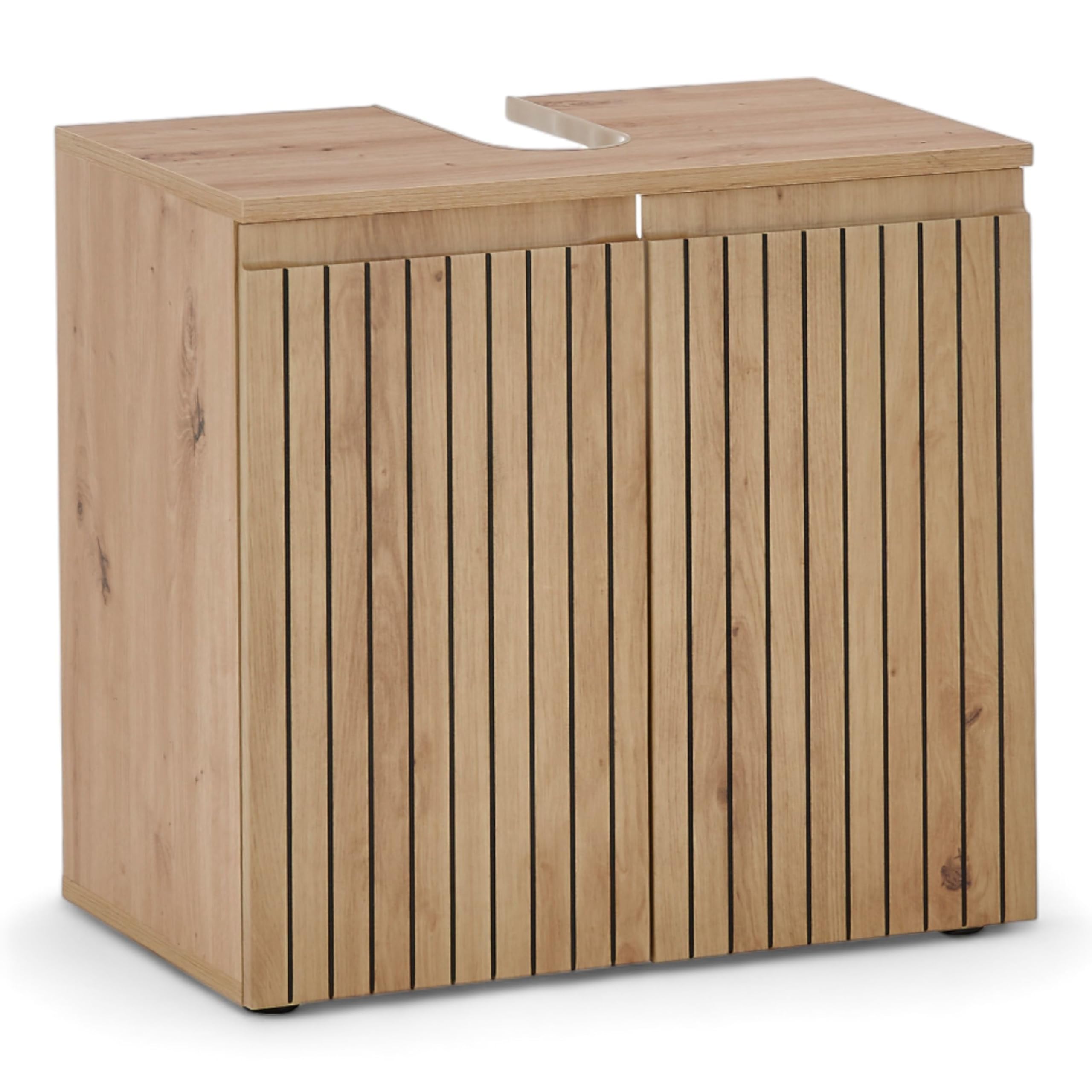 Austin Badkamerwastafel in Artisan eikenlook, wilde eikenlook, FSC- gecertificeerd, badkameronderkast, badkamerkast met veel opbergruimte, 60 x 57 x 36 cm (b x h x d