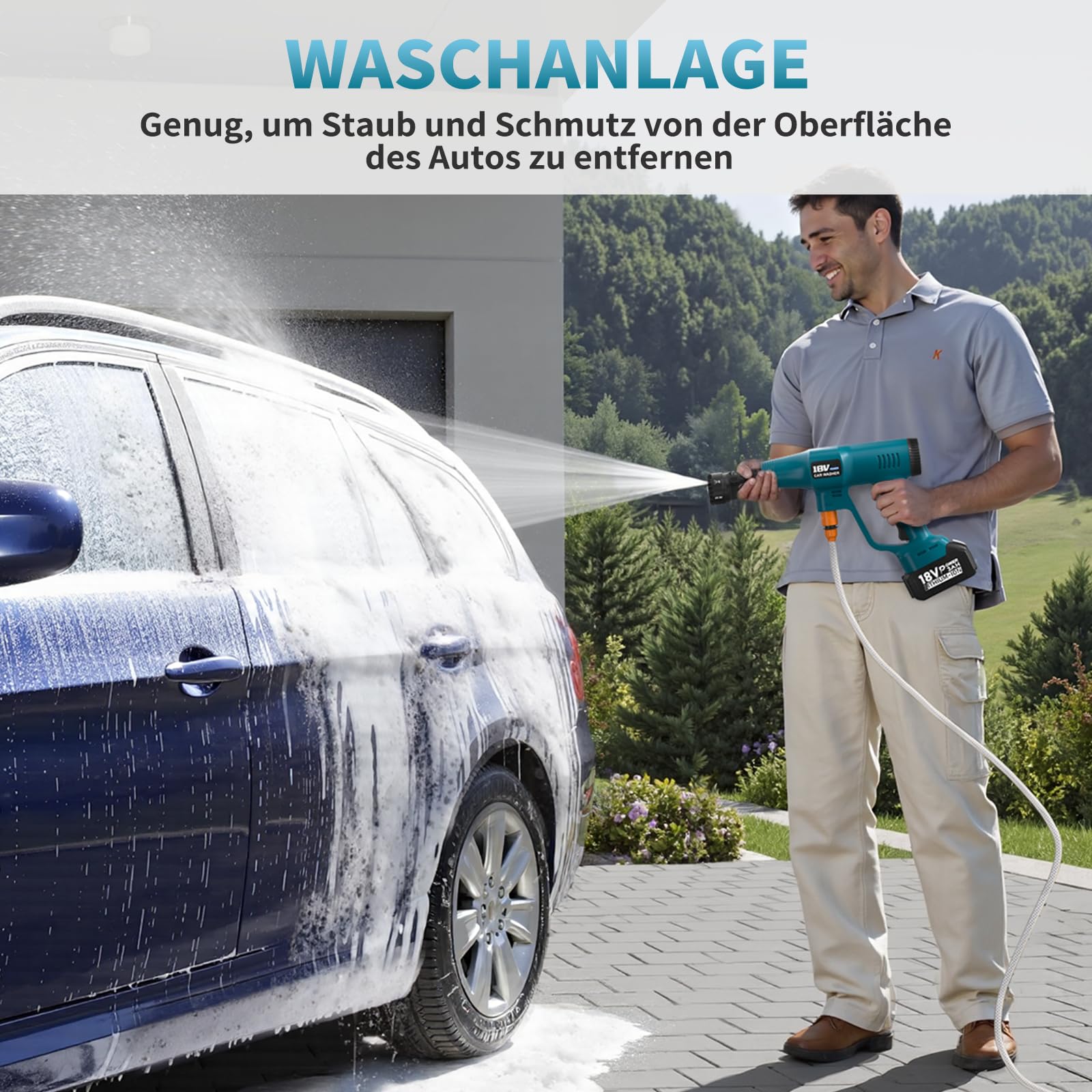 Akku-Druckreinigerpistole für Makita-18V-Akkus, Akku-Druckreiniger für Mobile Reinigung und Bewässerung (ohne Ladegerät und Akkus)