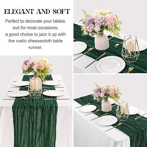 Miniatura 10 de Camino de mesa de gasa verde salvia de 10 pies, 6 piezas, camino de mesa de tela de gasa bohemio, camino de mesa rústico transparente para boda,