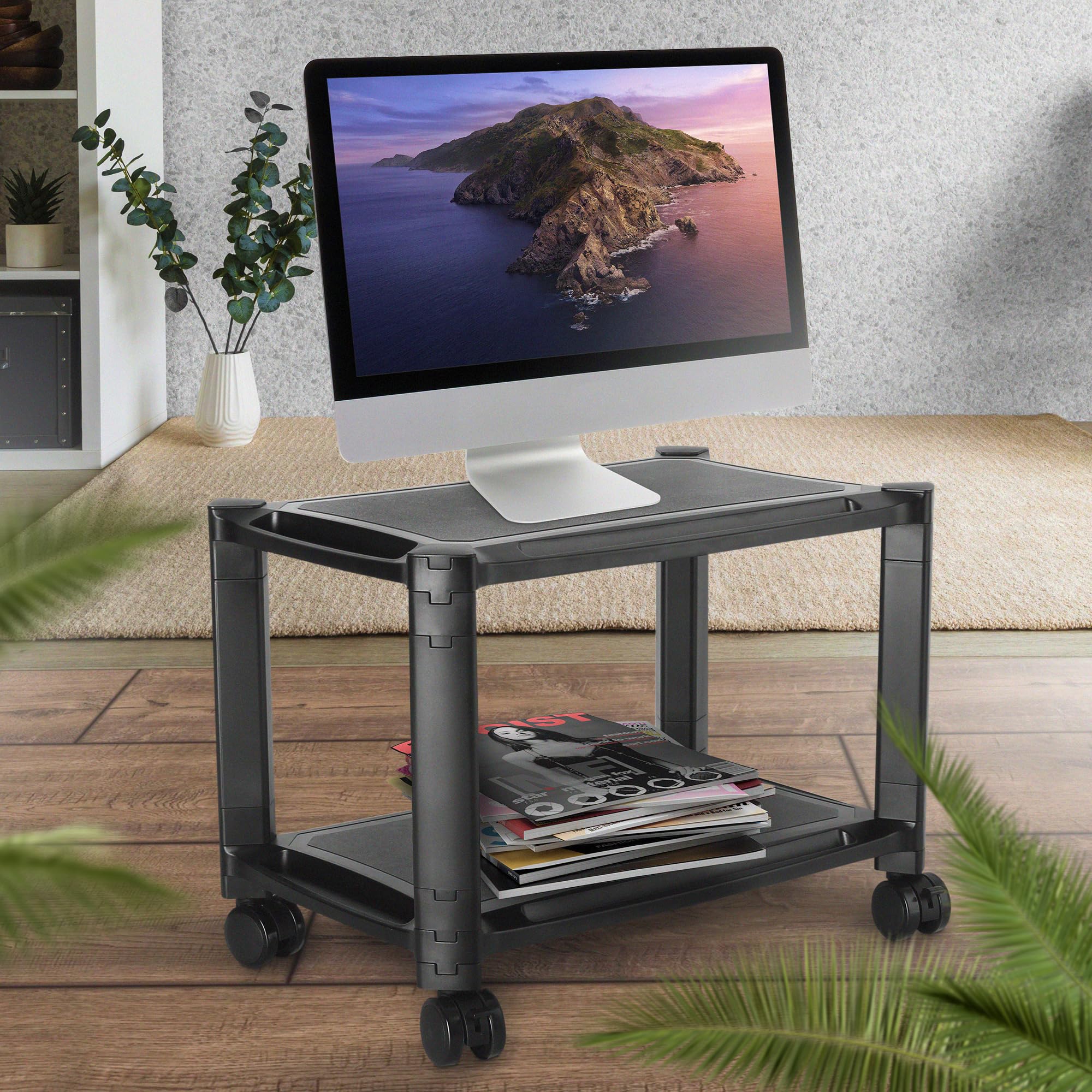 RICOO Support Multi-Rangement PC imprimante WM4-L Table Meuble Caisson de Bureau 2 Niveau x casier Armoire Ordinateur Portable Stand Tablette