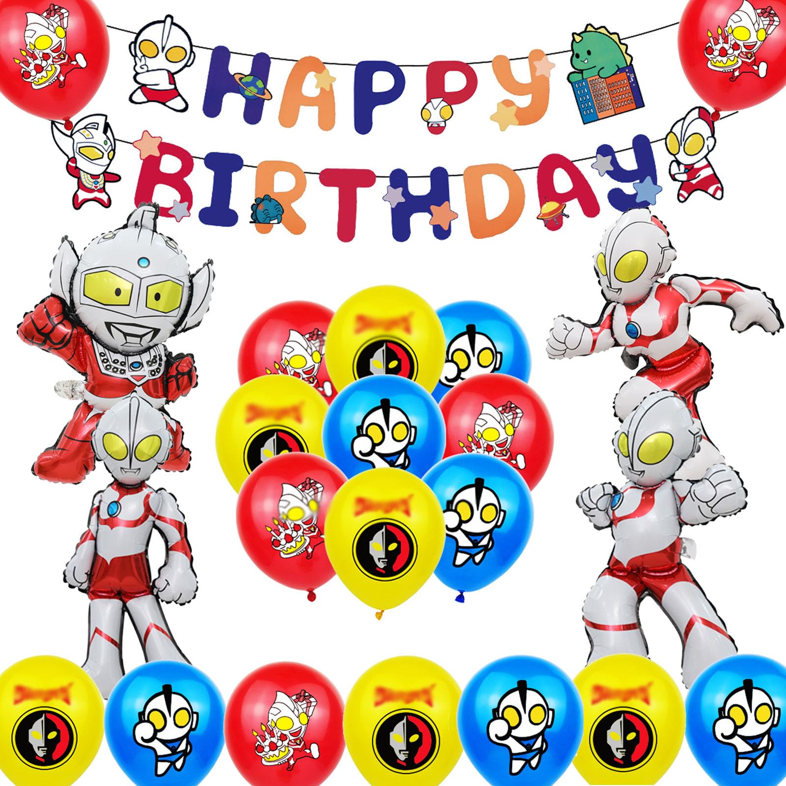 [WUKO] 誕生日飾り 子供 誕生日バルーン 男の子 女の子 アニメ 豪華 飾り付け パーティー バースデーバルーン 誕生日 風船 セット キャラクター 面白い 可愛い バルーン ケーキトッパー happy birthday バナー こどもの日 保育園