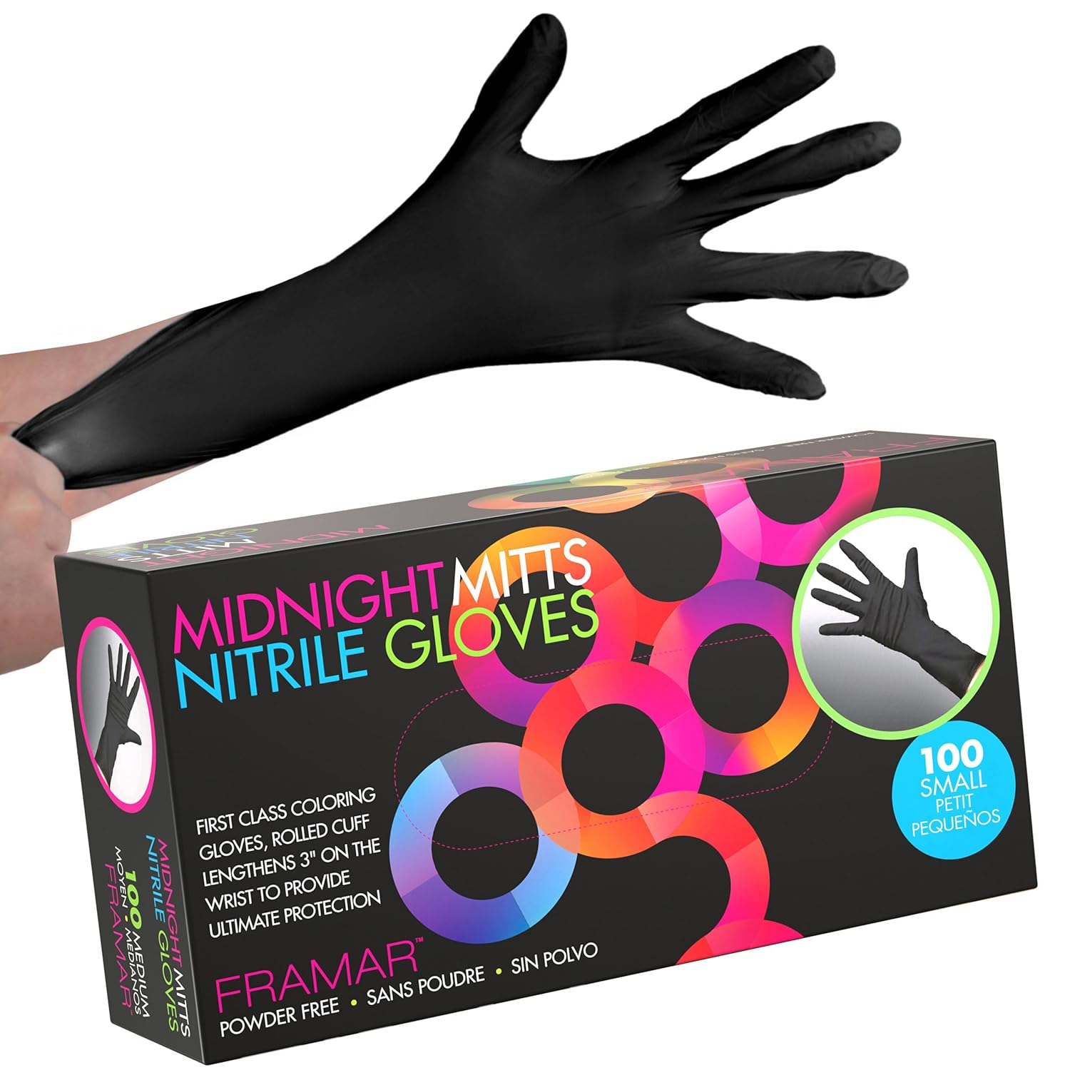 FRAMAR Powder Free Nitrile Gloves Small 12 INCH Latex Free Gloves Disposable Guantes Desechables For Hair Dye Cleaning