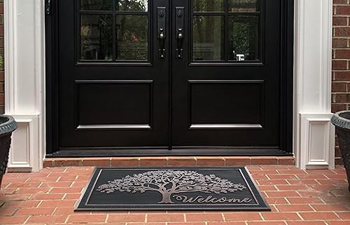 Miniatura 4 de A1HC - Tapete para puerta delantera de 100 % goma, de 30 x 48 pulgadas, antideslizante, de bienvenida, de perfil delgado de goma, resistente, para