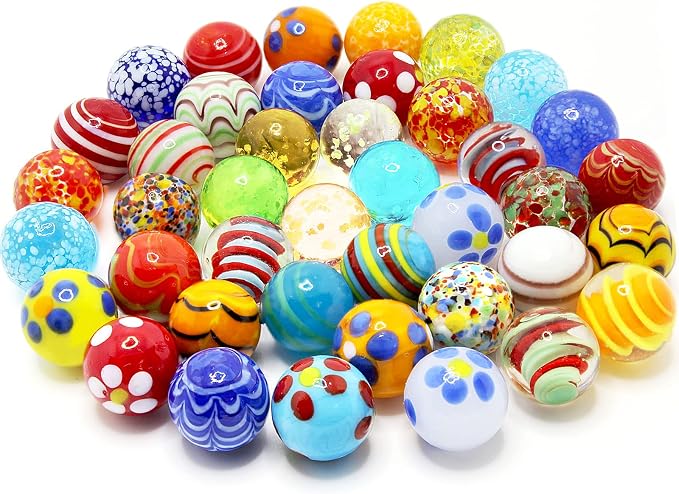 HEMOTON 30 Canicas De Vidrio De Colores – Tamaño 1,6 Cm – Ideales Para Juegos, Manualidades Y Decoración De Peceras