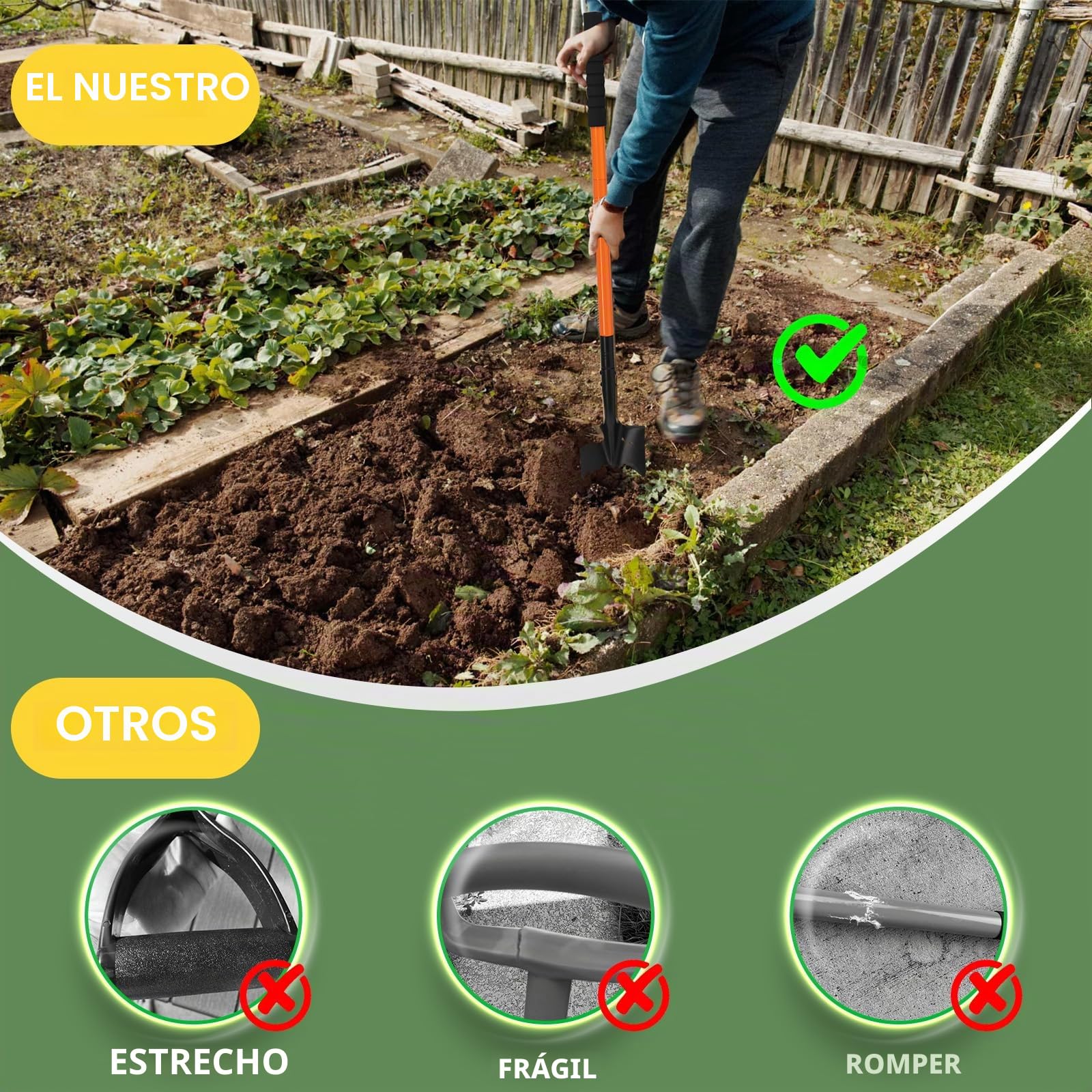 Pala jardineria pequeña con Ajustable Mango metálico de 110cm, Mini Pala Desmontable para jardinería Camping Supervivencia,Orange