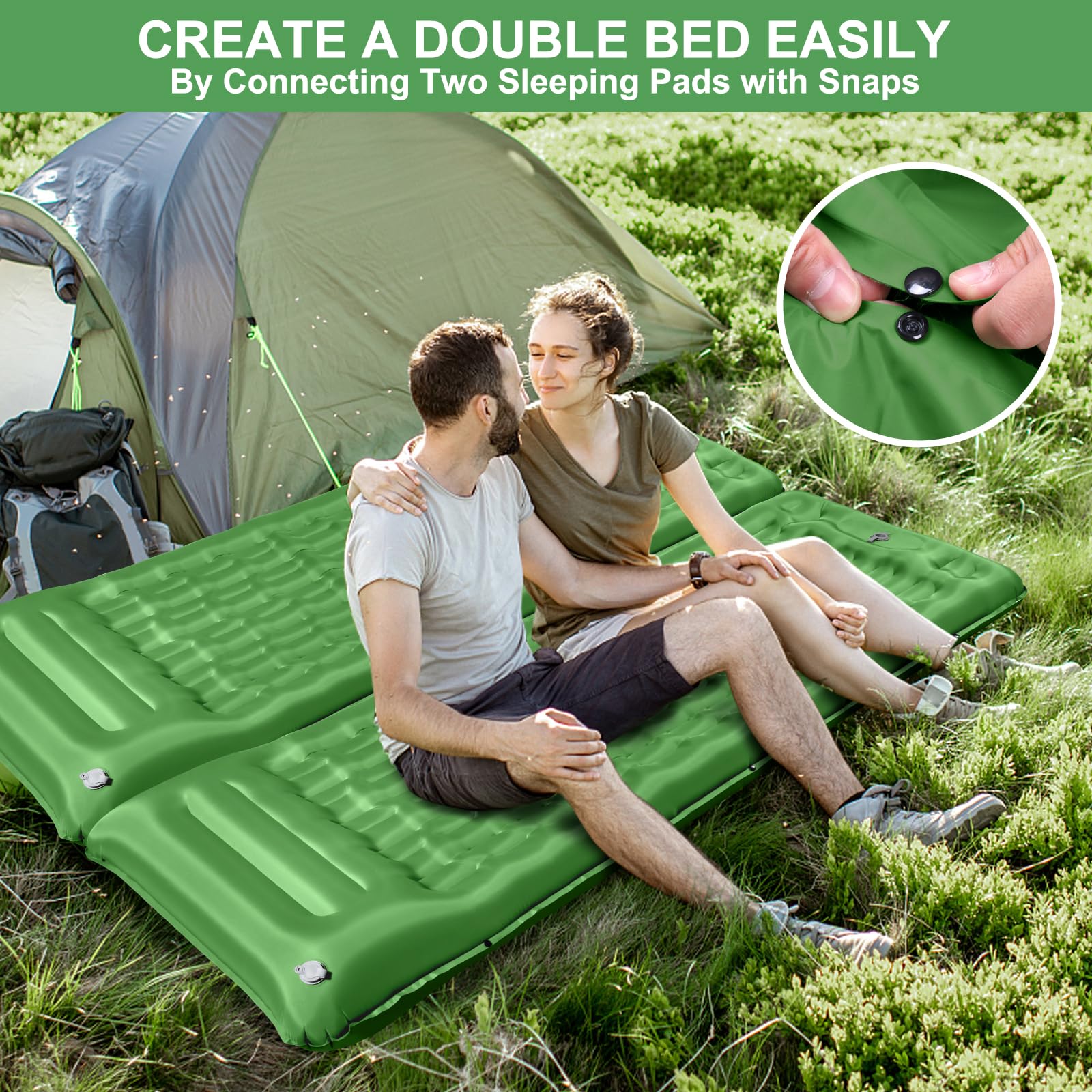 Black Crevice Zelfopblaasbare luchtmatras, groen, 10, BCR024193-GR-10