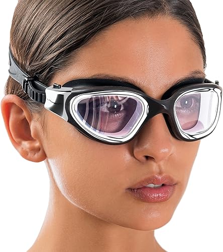 Miniatura 32 de AqtivAqua DX - Gafas de natación con visión amplia para adultos, hombres y mujeres, antiempañamiento y sin fugas Gafas blancas y rosas + estuche