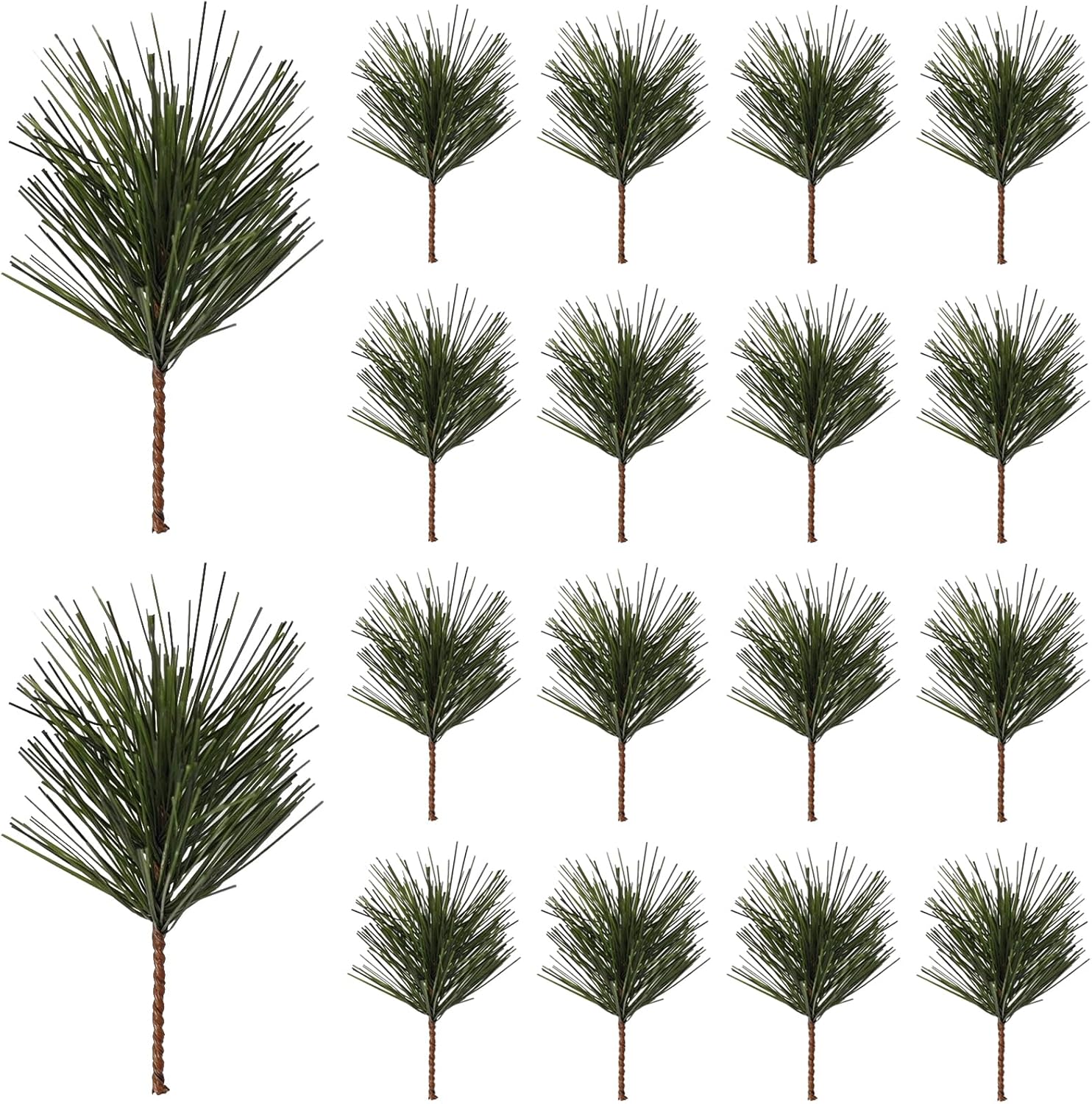 NSBELL 21PCS Artificial Green Pine Needles Branches Small Twigs Stems Picks Fake Greenery for Christmas Garland Wreath Embellishing and Home Holiday Garden Decoration