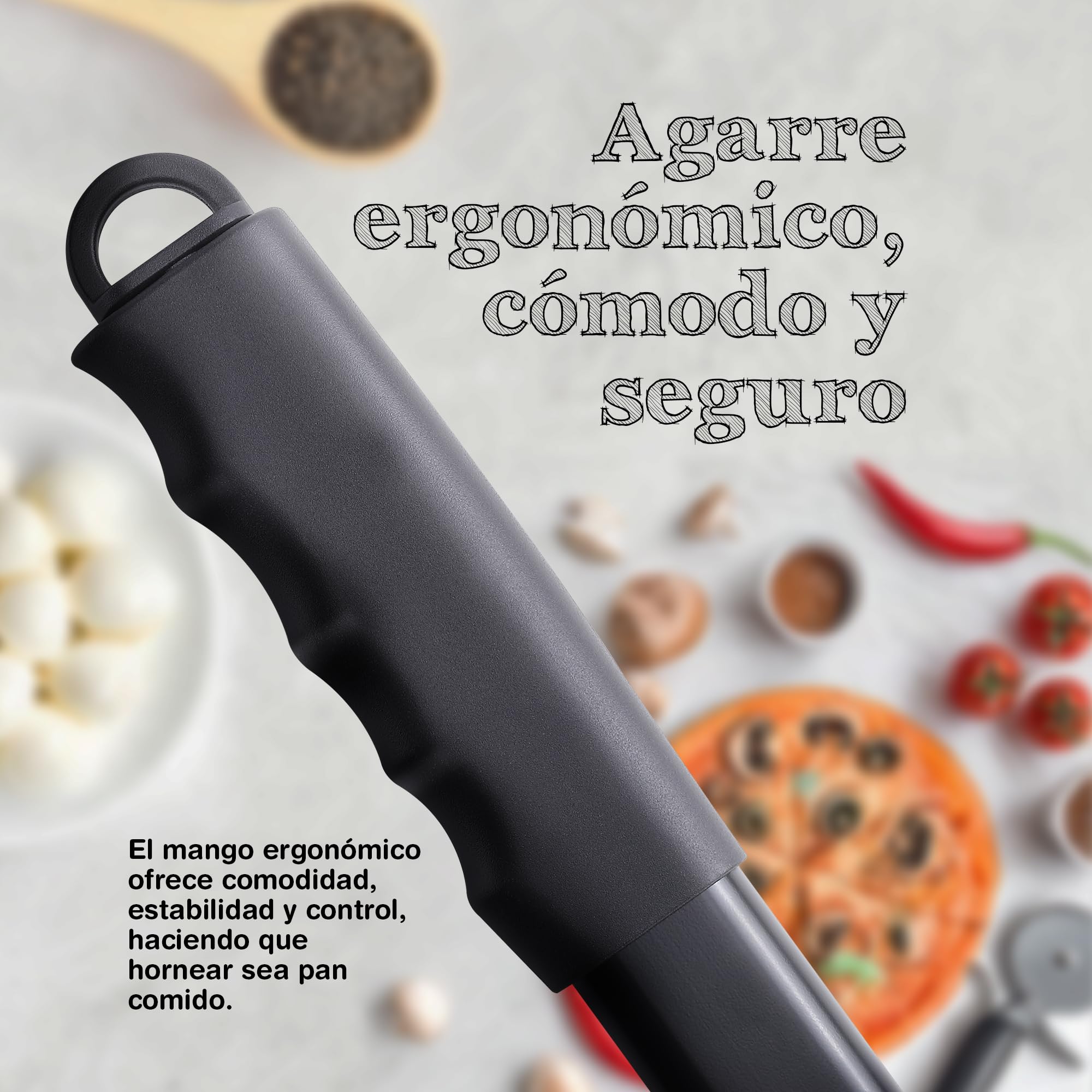 Pizza Lover Pala de pizza de premium perforada, 30 x 70 cm, de aluminio anodizado duro (antiadherente), para pizza casera, ideal para piedra de pizza, horno y barbacoa