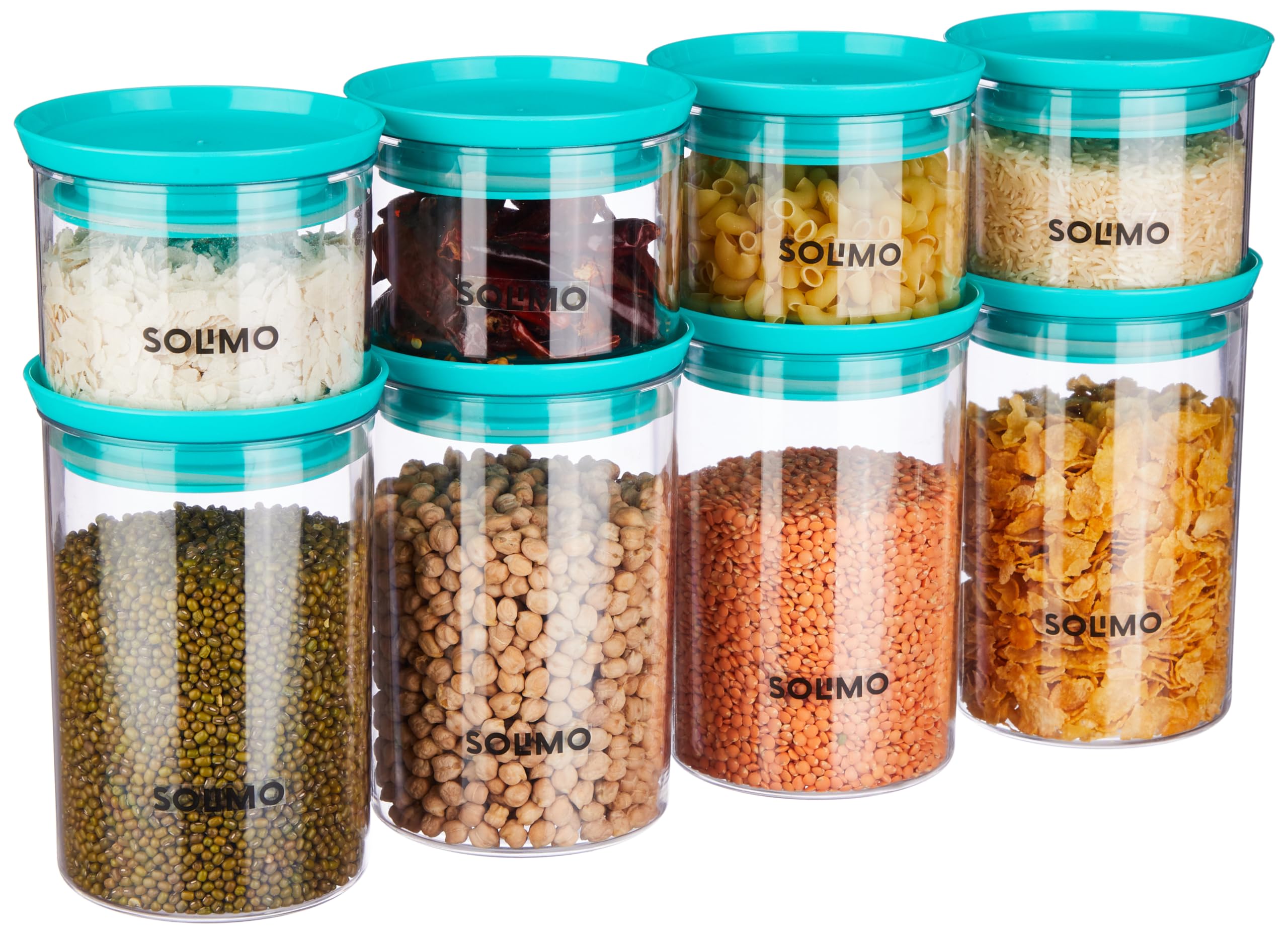 Amazon Brand - Solimo Plastic Storage Jar and Container Set I Air Tight & BPA Free Containers for Kitchen Storage Set I Grocery Kitchen Container, Set 8 (500 ML - 4 Pieces & 900 ML - 4 Pieces), Blue (B0CCVG3QXL) Amazon Price History, Amazon Price Tracker