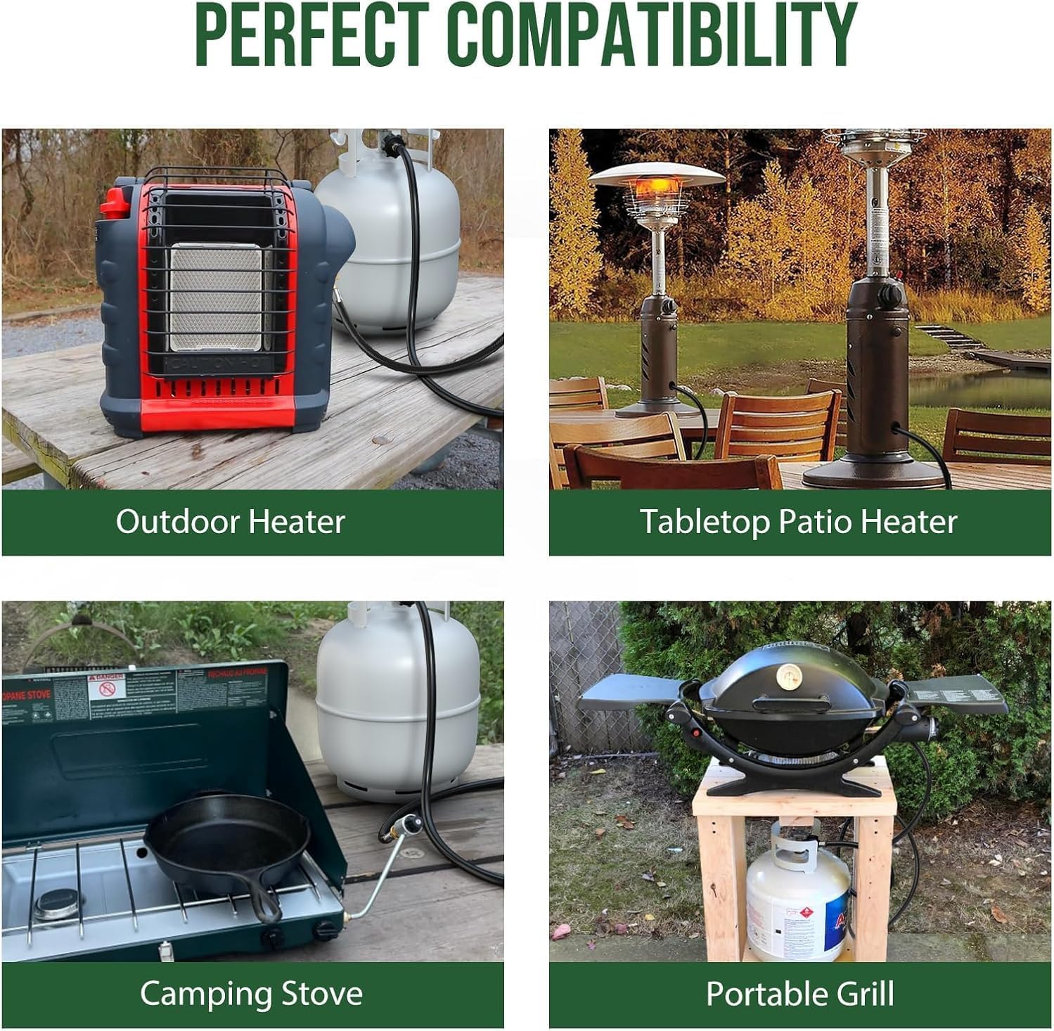 12 Feet Propane Hose Adapter 1lb to 20lb，Propane Adapter 20lb to 1lb Converter, Propane Tank Adapter Hose 20 lb To 1 lb for Buddy Heater/Weber Q Grill/Coleman Stove/Blackstone Griddle