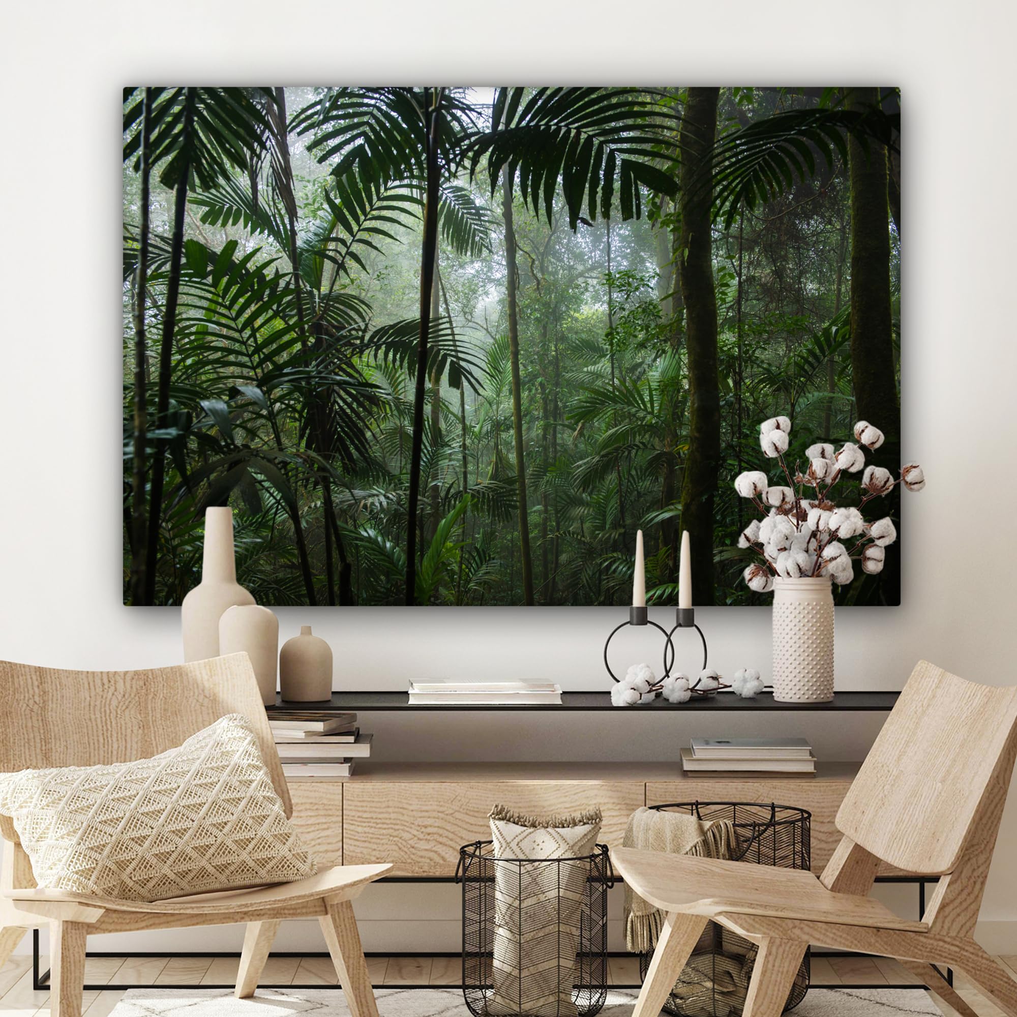 MuchoWow© Leinwand Bilder Groß 120x80 cm XXL Wanddeko Wohnzimmer Aesthetic Room Decor Deko Zimmer Wandbilder Modern Fotogeschenke Regenwald - Dschungel - Bäume - Pflanzen - Natur - Grün