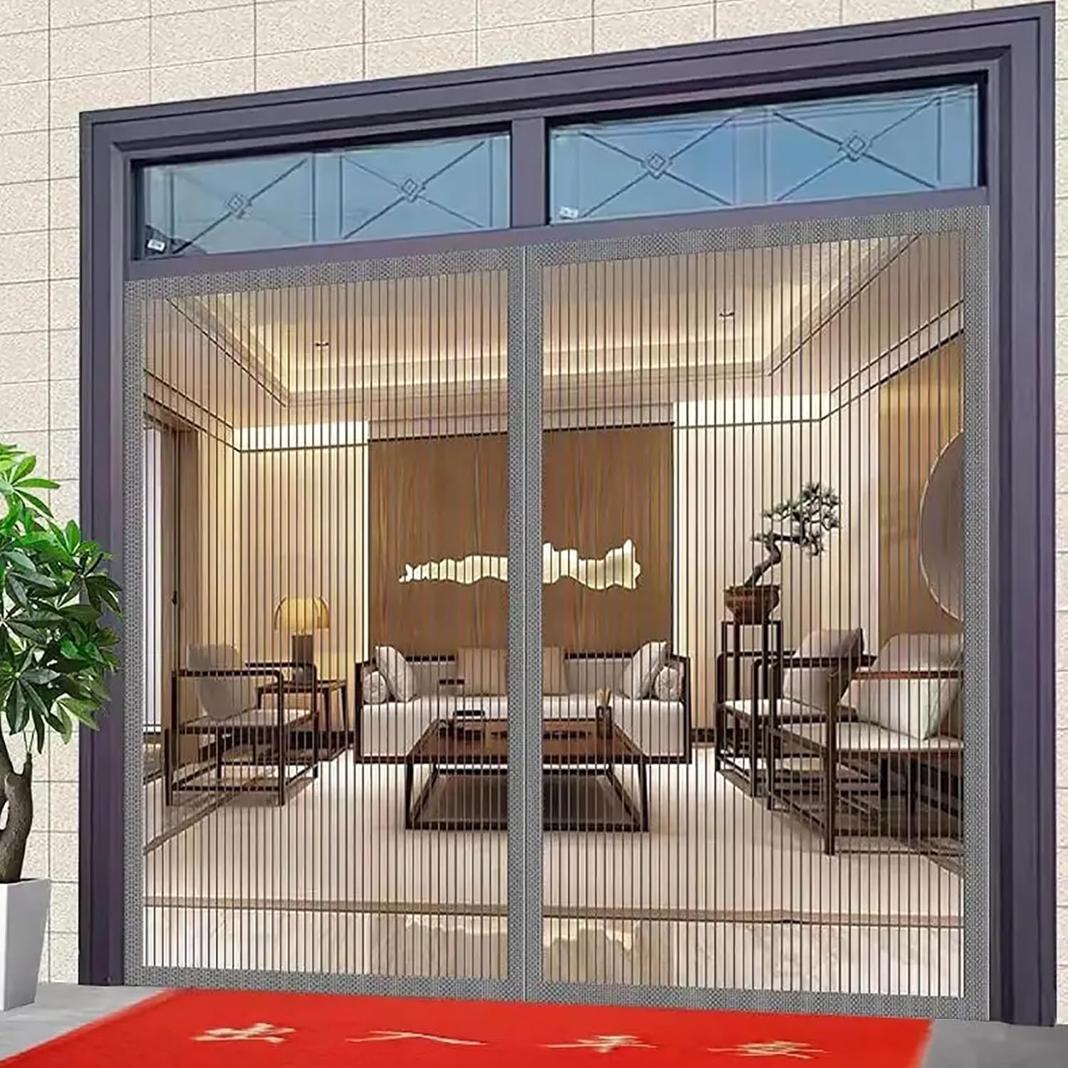 JUNENTER マグネット式ドアスクリーン カスタムサイズ 蚊帳カーテン フライインセクト 自動閉鎖 見えないメッシュ キッチン