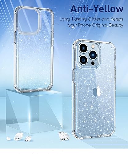 Miniatura 4 de MIODIK Funda compatible con iPhone 13 Pro, con protector de pantalla + protector de lente de cámara, funda protectora de purpurina transparente