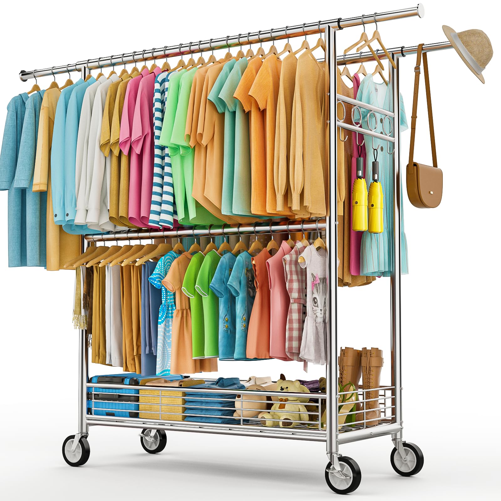 Wennop Three Rod Rolling Garment Rack