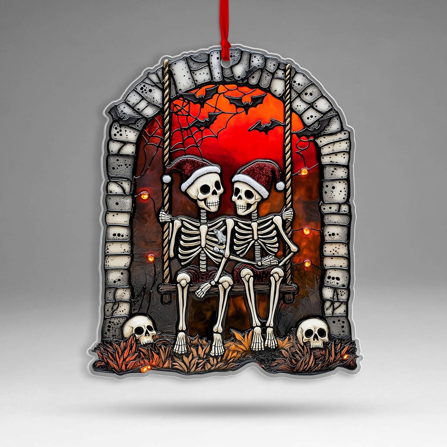 ハロウィン シュガースカル カップル オーナメント 2024、死者の日 スカル装飾、結婚記念のスケルトンカーアクセサリー、結婚記念日